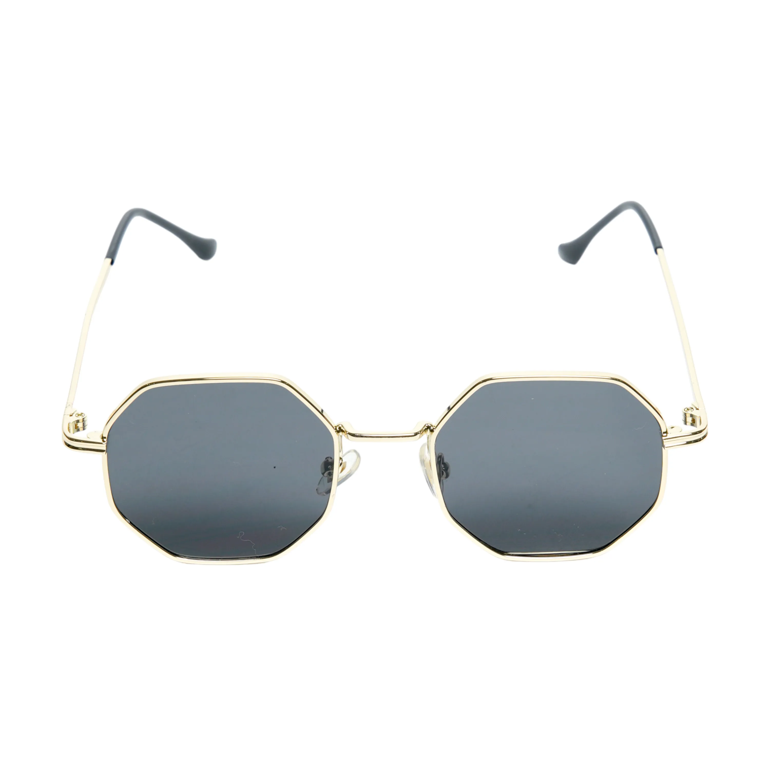 Chokore Octagon-shaped Metal Sunglasses (Gold & Gray)