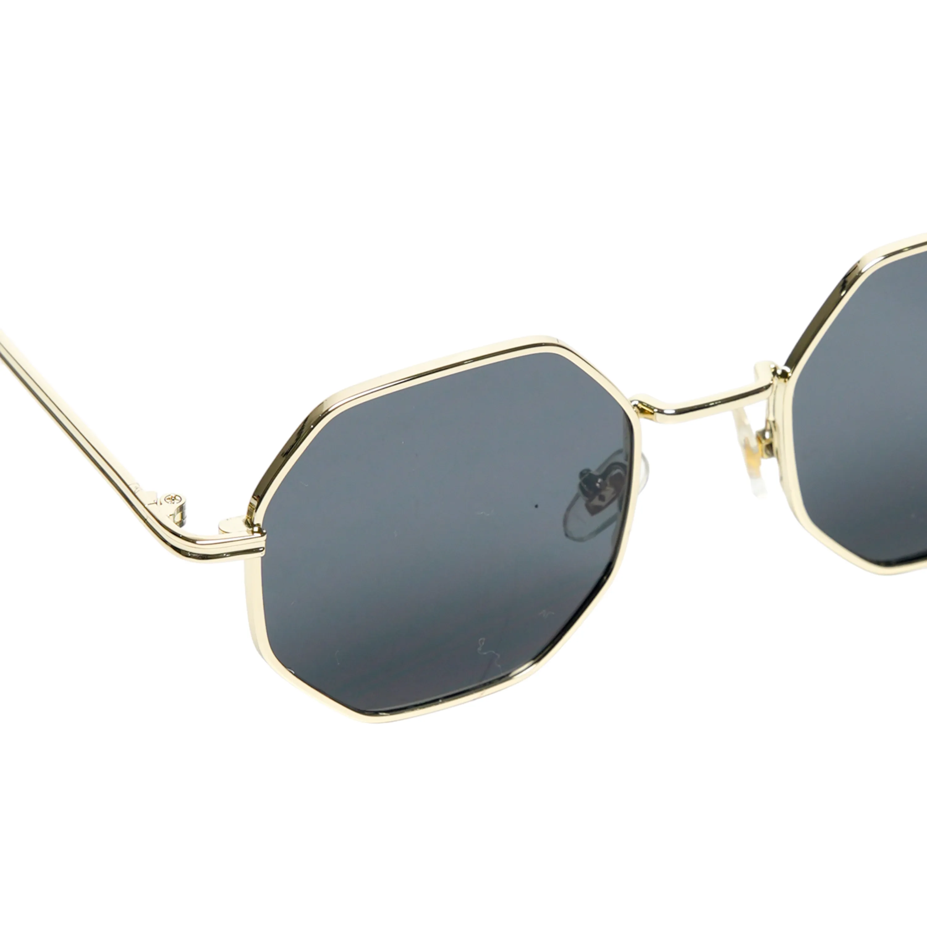 Chokore Octagon-shaped Metal Sunglasses (Gold & Gray)