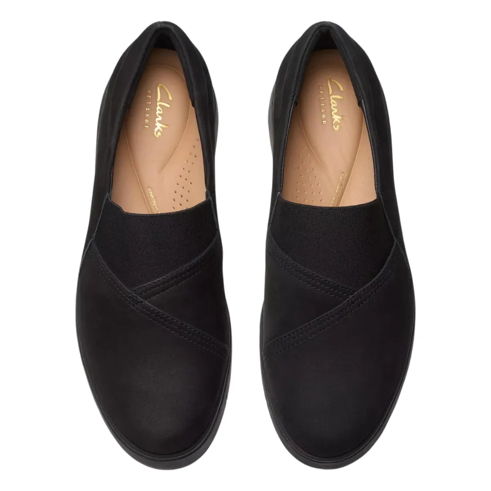 Clarks Loriini West Black Nubuck Slip-On (Women's)