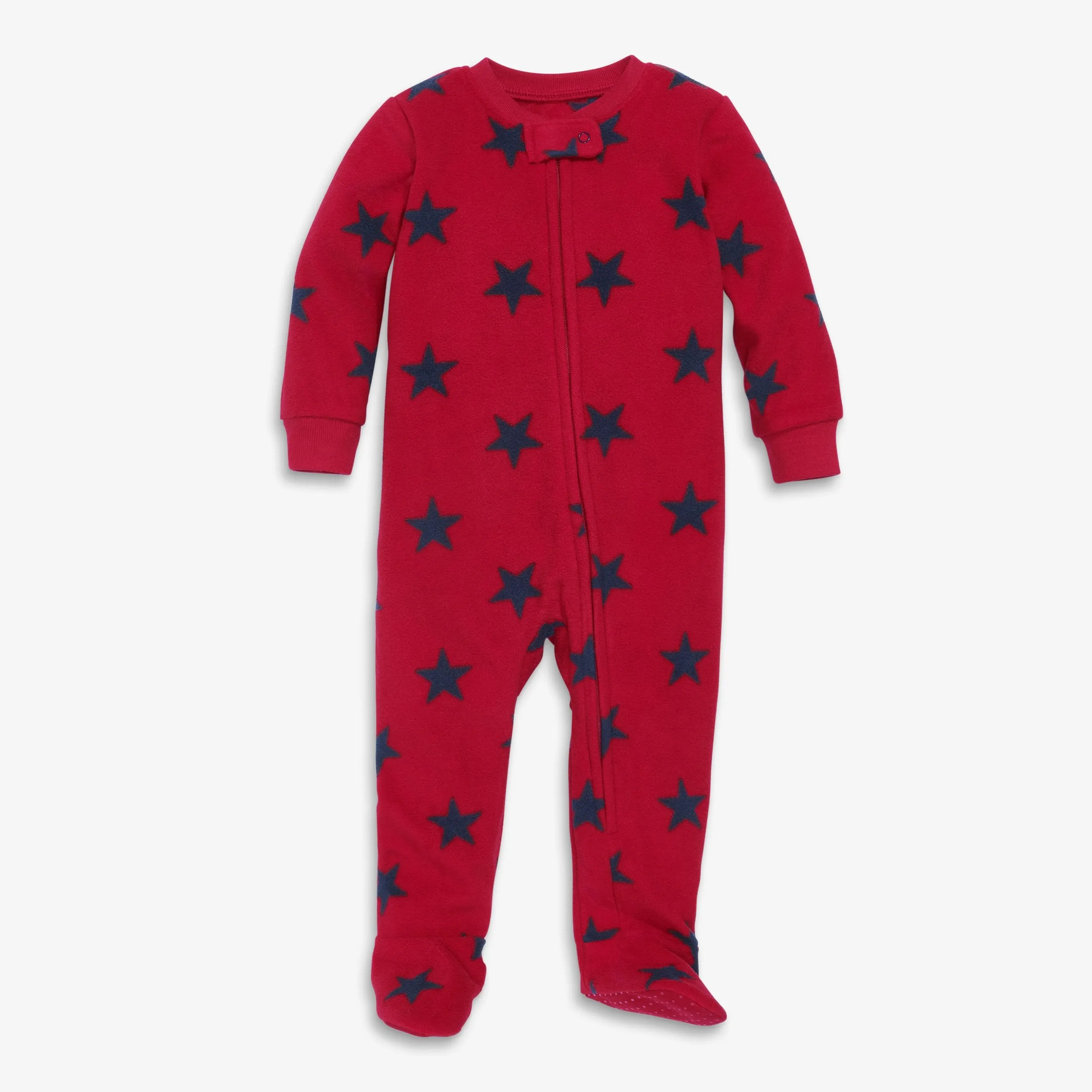 Clearance baby fleece zip footie in star