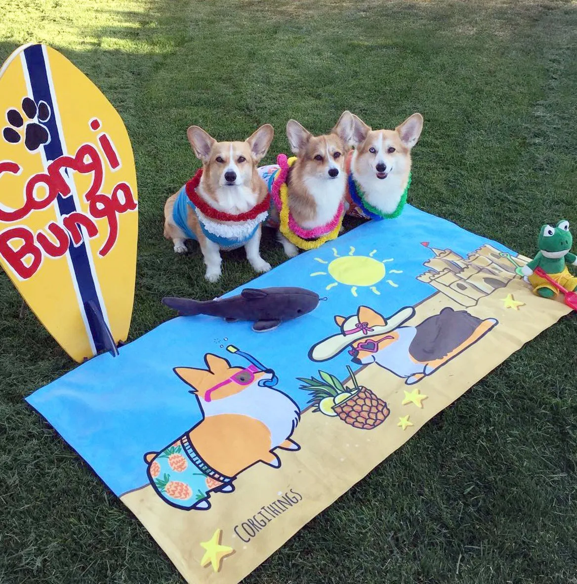 Corgi Beach Party Towel