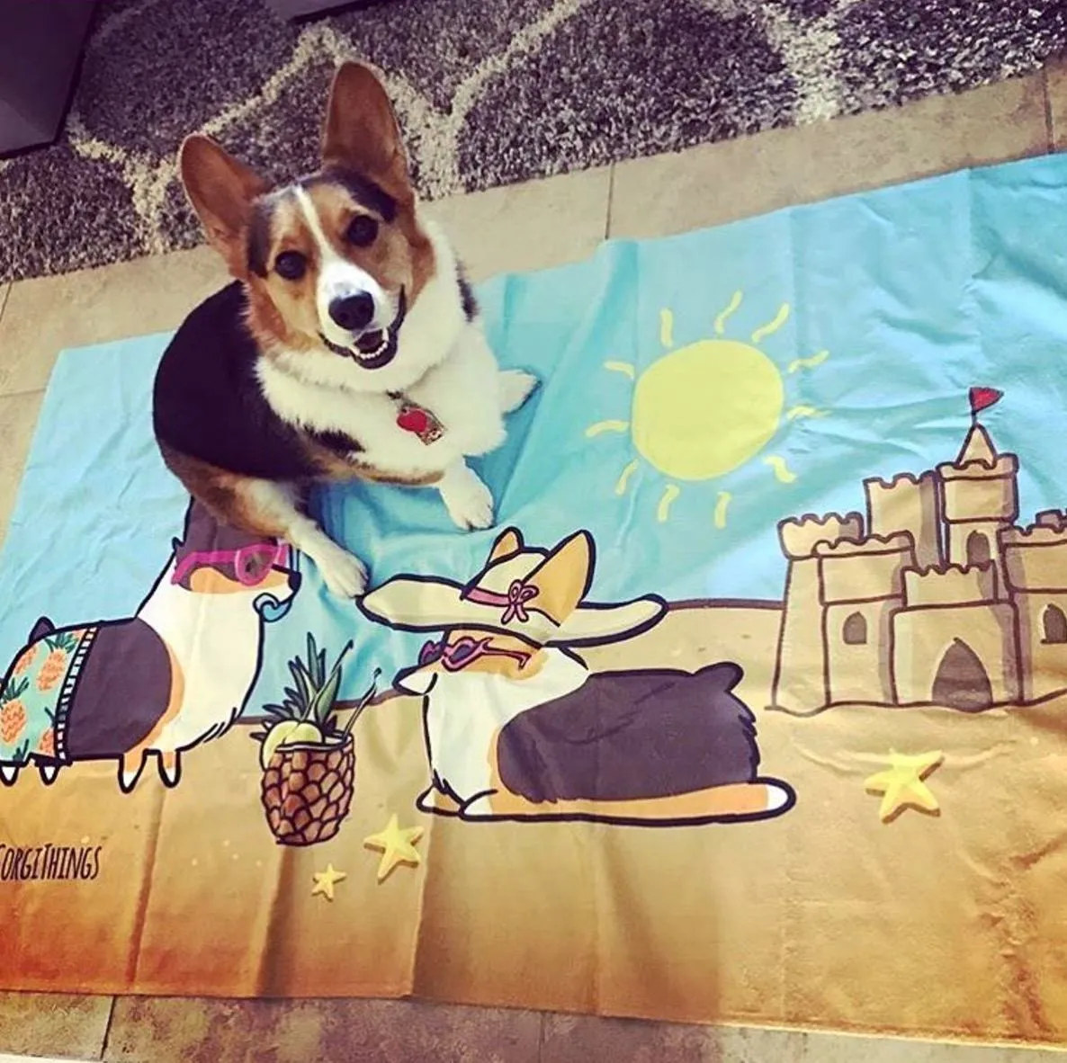 Corgi Beach Party Towel