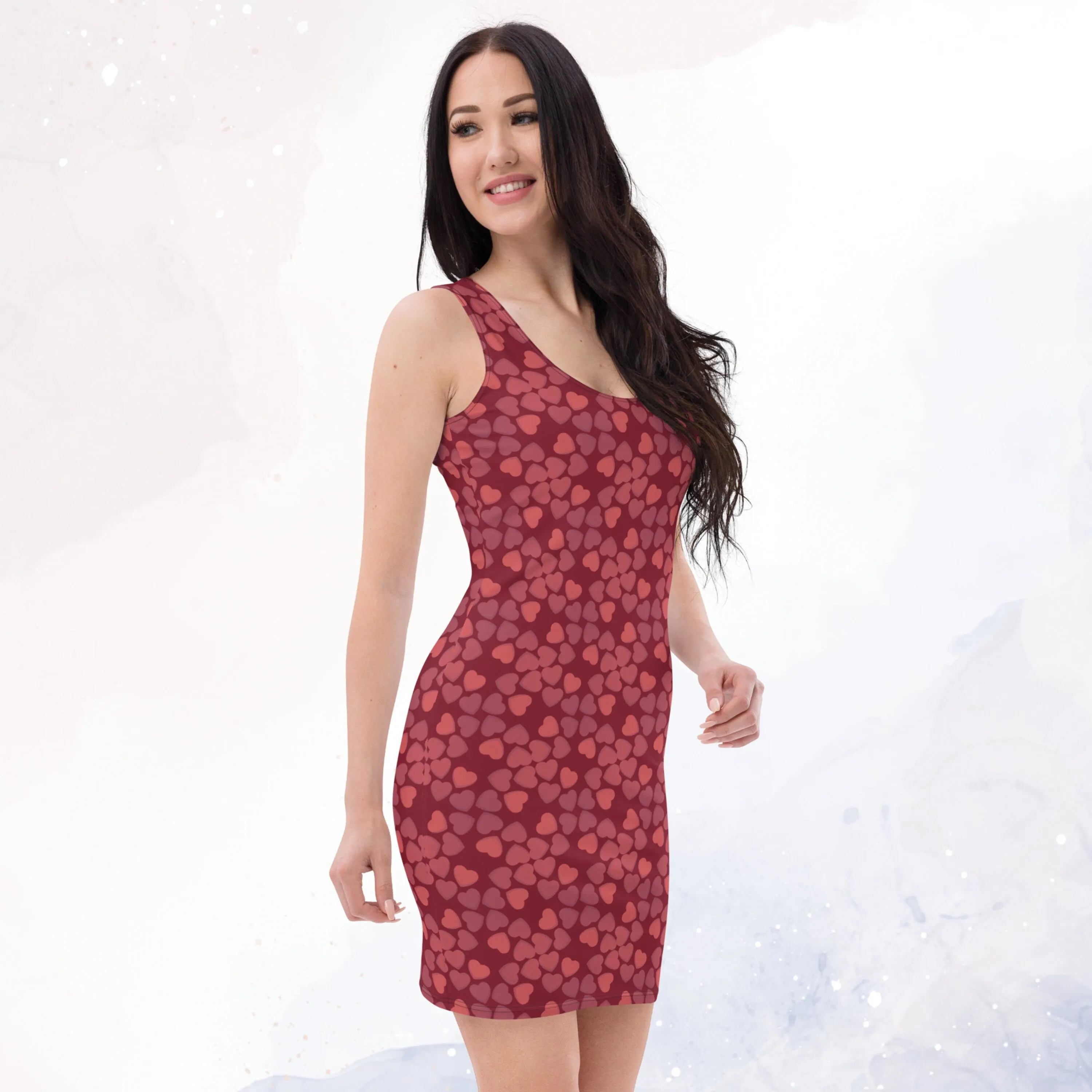 Covered in Red Hearts Red Valentine Bodycon dress