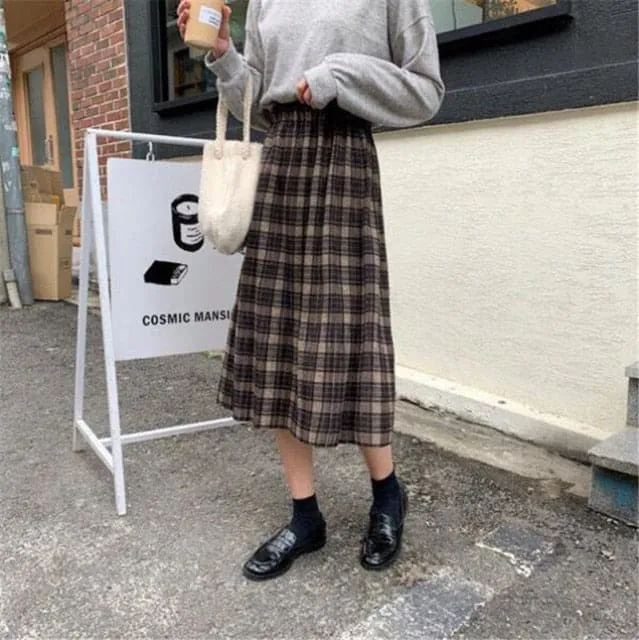 DressBetty - Vintage Wool Pleated Plaid Skirts