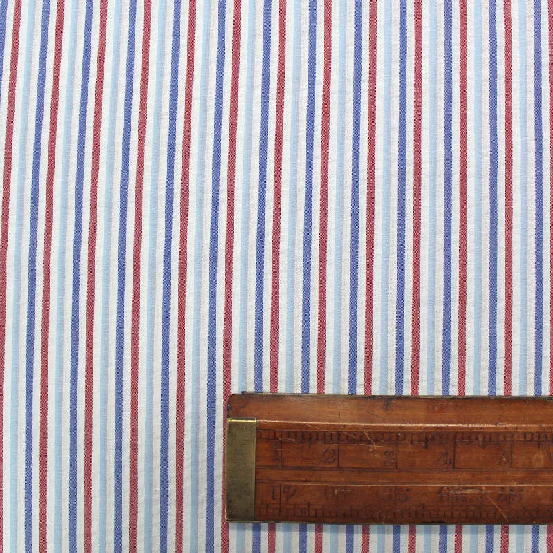 Dressmaking Cotton Seersucker Stripe - Red, White and Blue