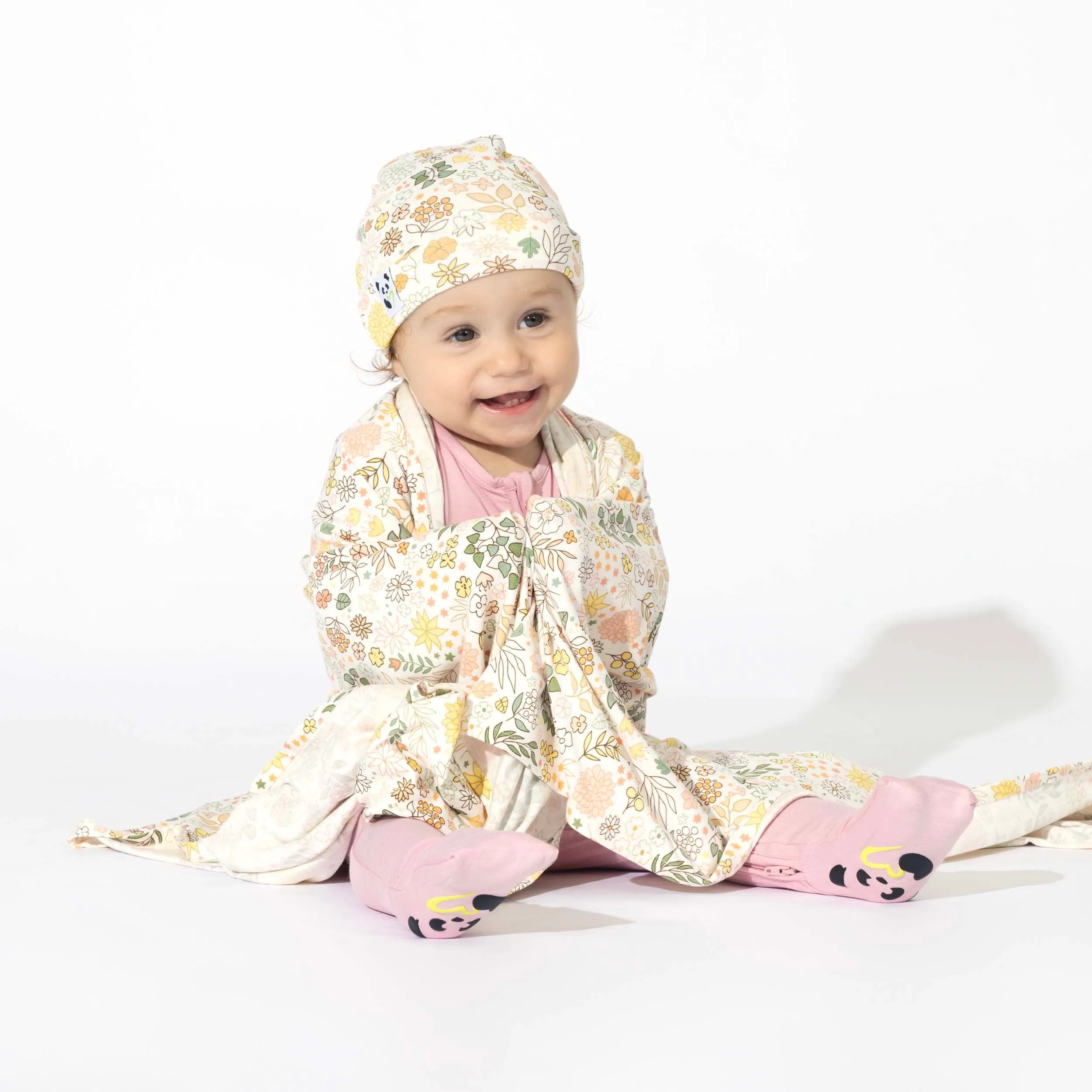 Fall Floral Bamboo Swaddle & Beanie Set