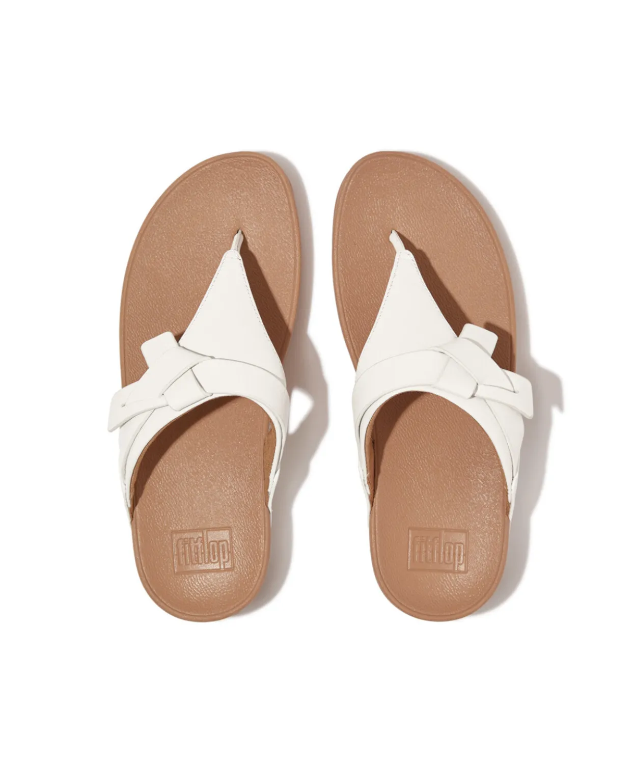 Fitflop Lulu Folded Knot Leather Toe-Post Sandals Urban White