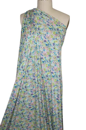 Floral Fields Rayon Jersey - Blue Tones