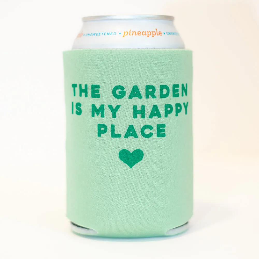 gardening can coolie, the garden is my happy place, drink holder for gardening, gift for gardener