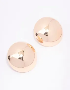 Gold Large Dome Stud Earrings