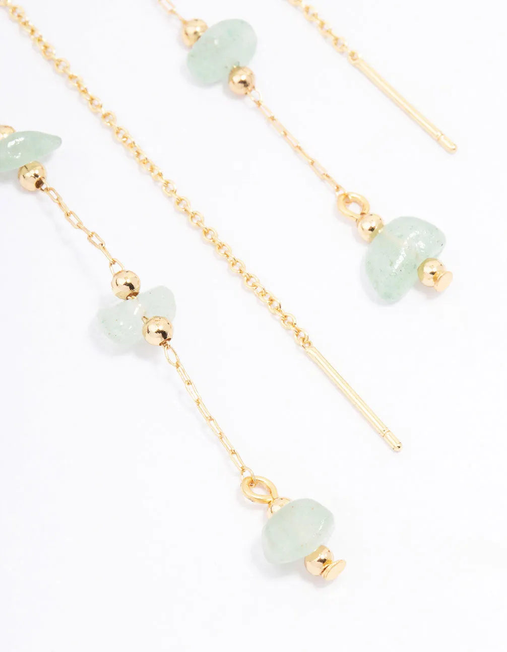 Gold Plated Stone Station Drop Earrings