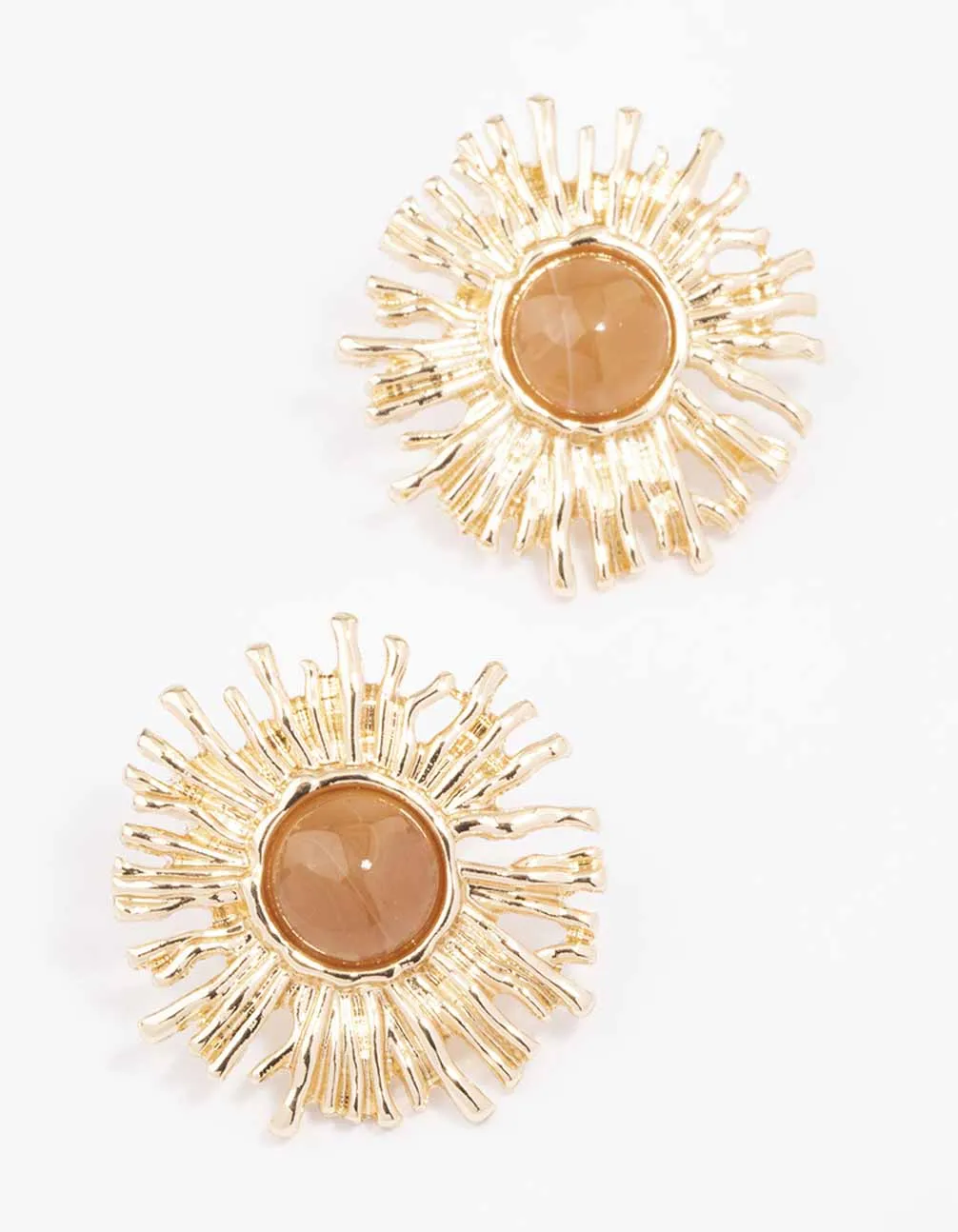 Gold Small Sun Stud Earrings