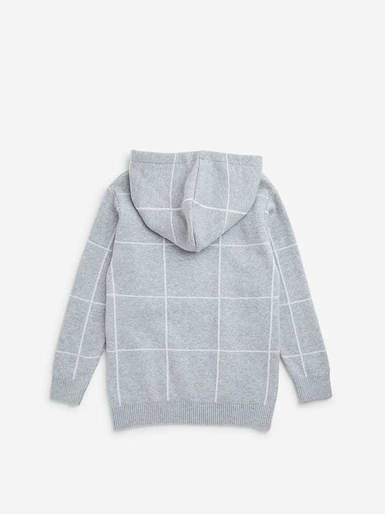 HOP Kids Grey Checkered Hoodie