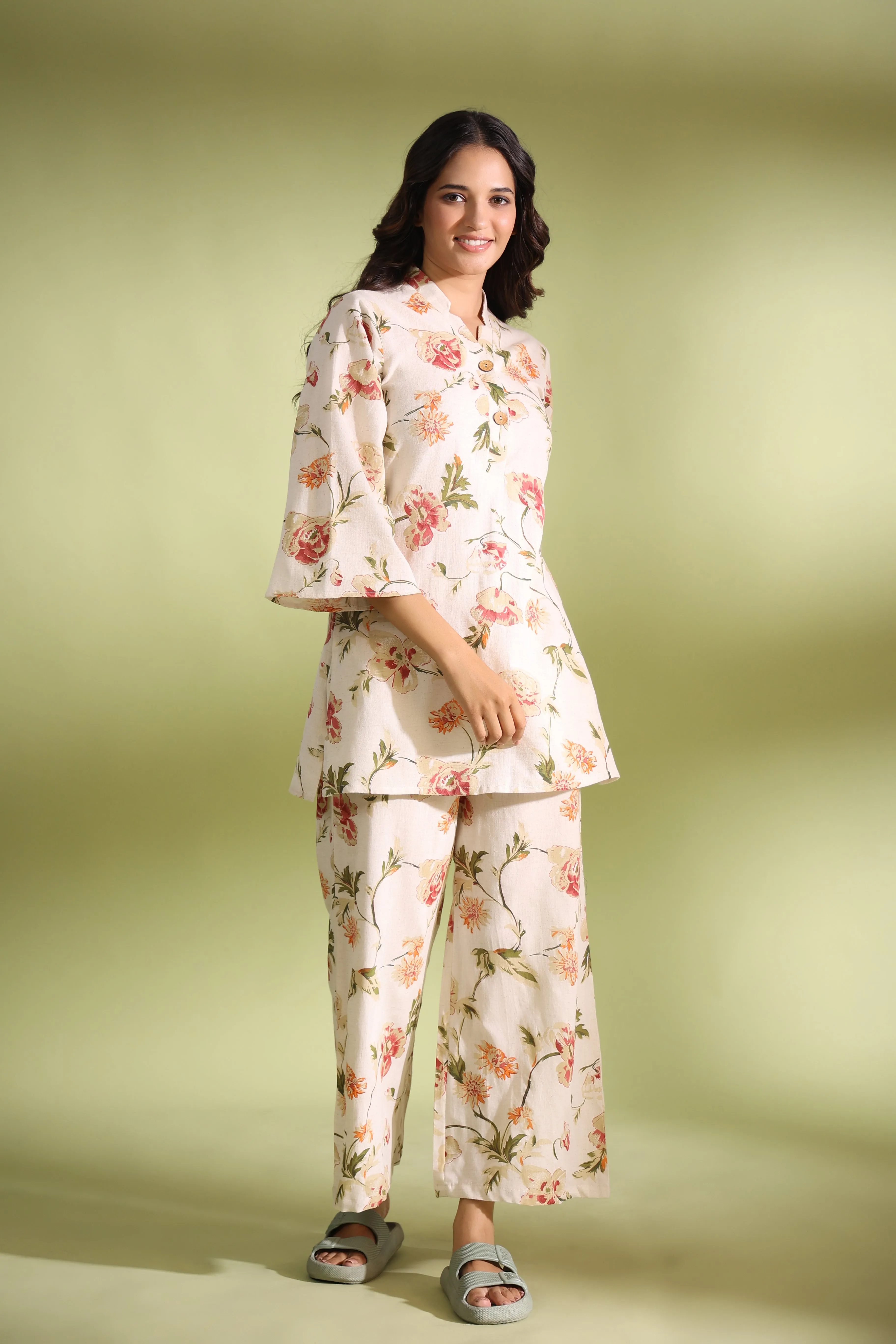 Iris on Off white Cotton Co ord Set