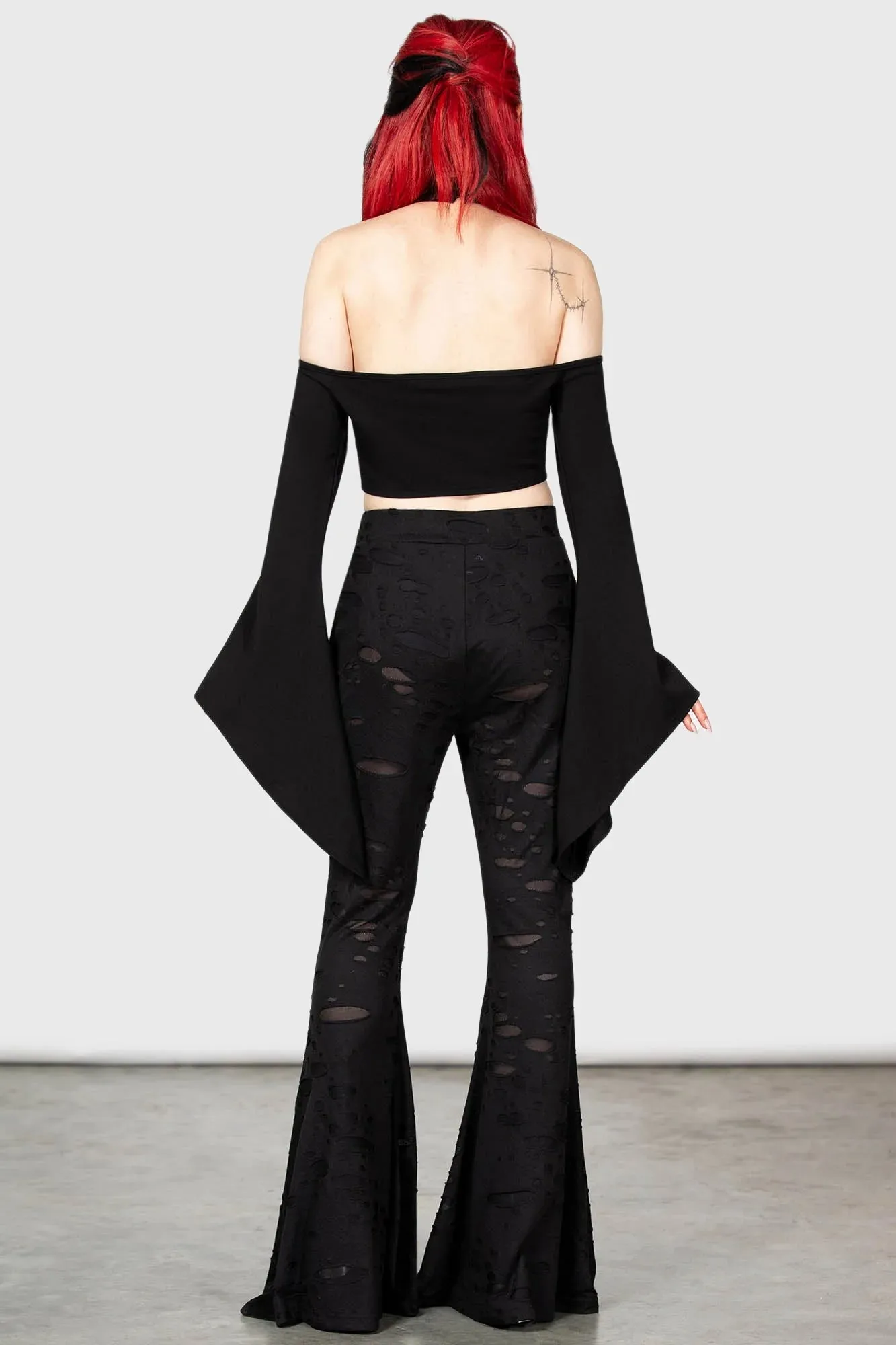 Killstar Biter Flared Leggings Distressed Look