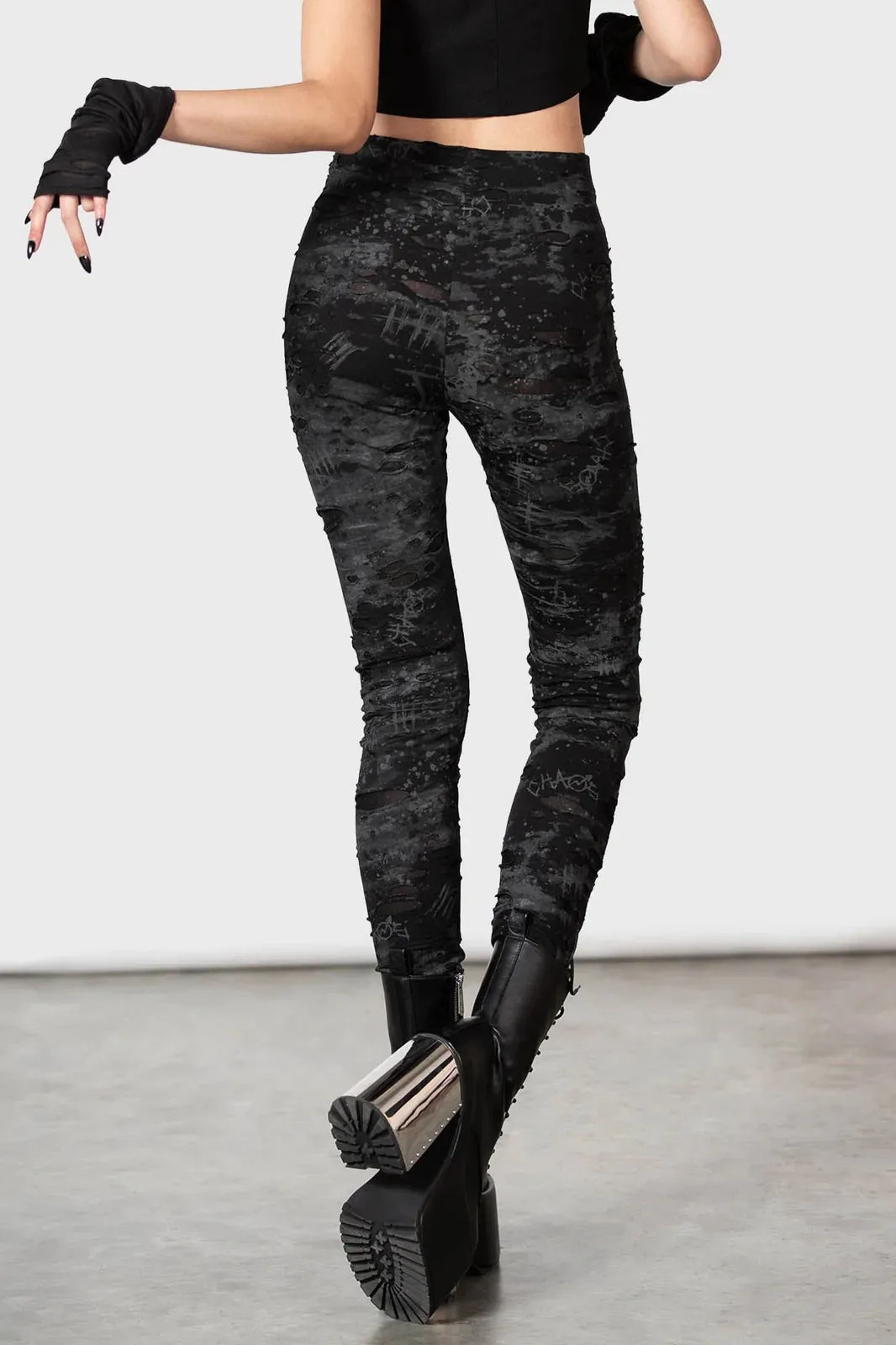 Killstar Tightrope Distressed Look Leggings