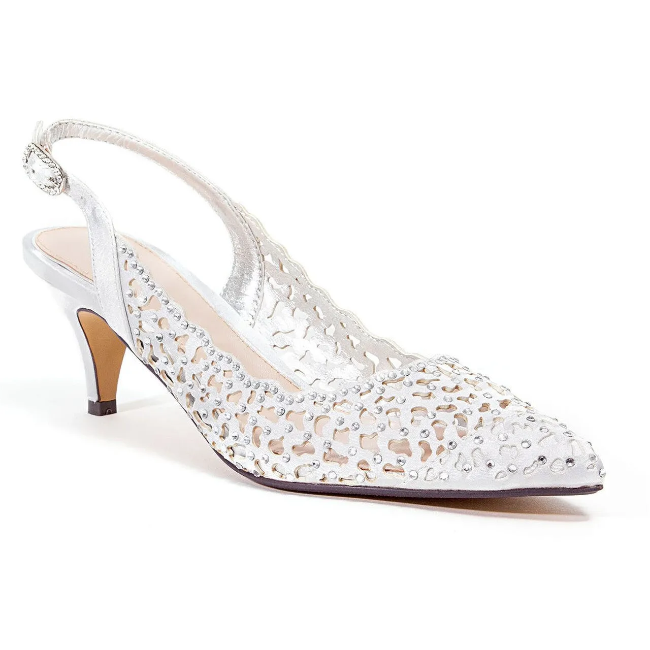 Lady Couture Jewel Silver Embellished Dress Heels