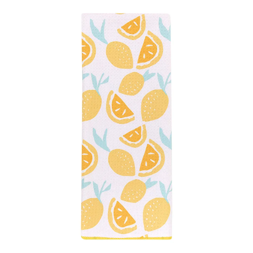 Lemon Party blu Kitchen Tea Towel-Double-Sided Print