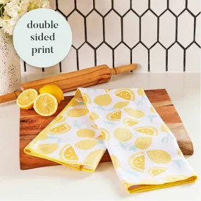 Lemon Party blu Kitchen Tea Towel-Double-Sided Print