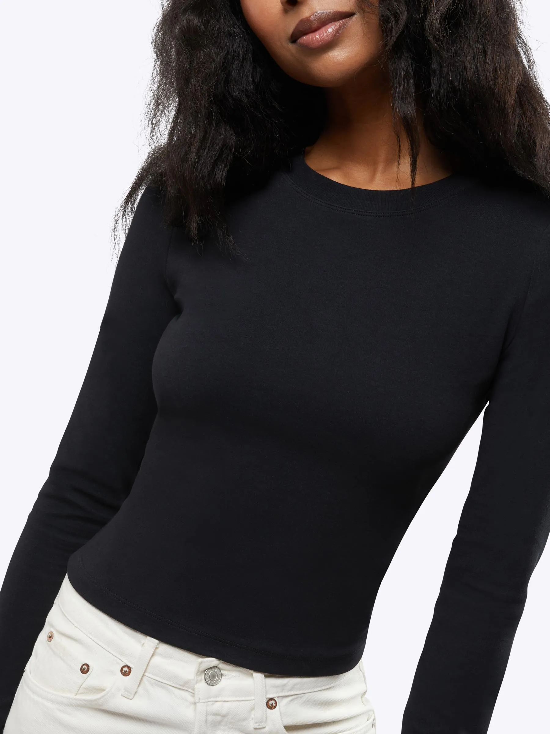 Long Sleeve Tomboy Tee | Black Slim-fit Tomboy™ Cotton