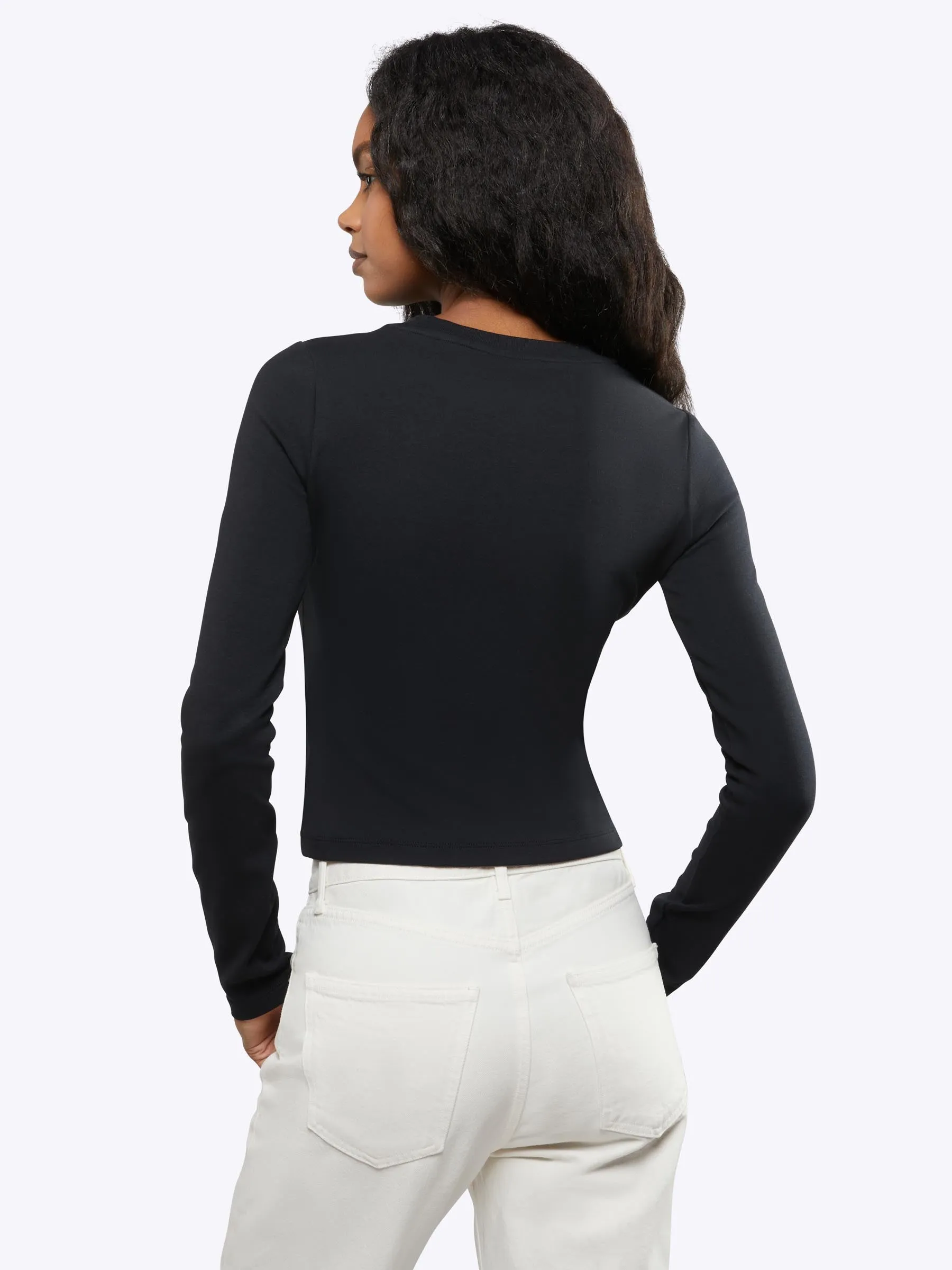 Long Sleeve Tomboy Tee | Black Slim-fit Tomboy™ Cotton