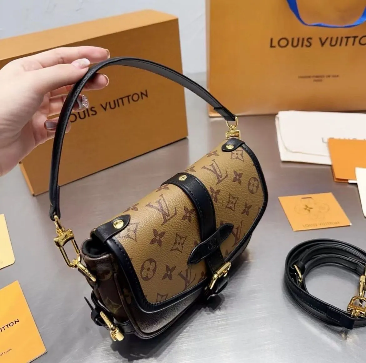 Louis Vuitton Saumur Handbag Monogram BB (Mustard)