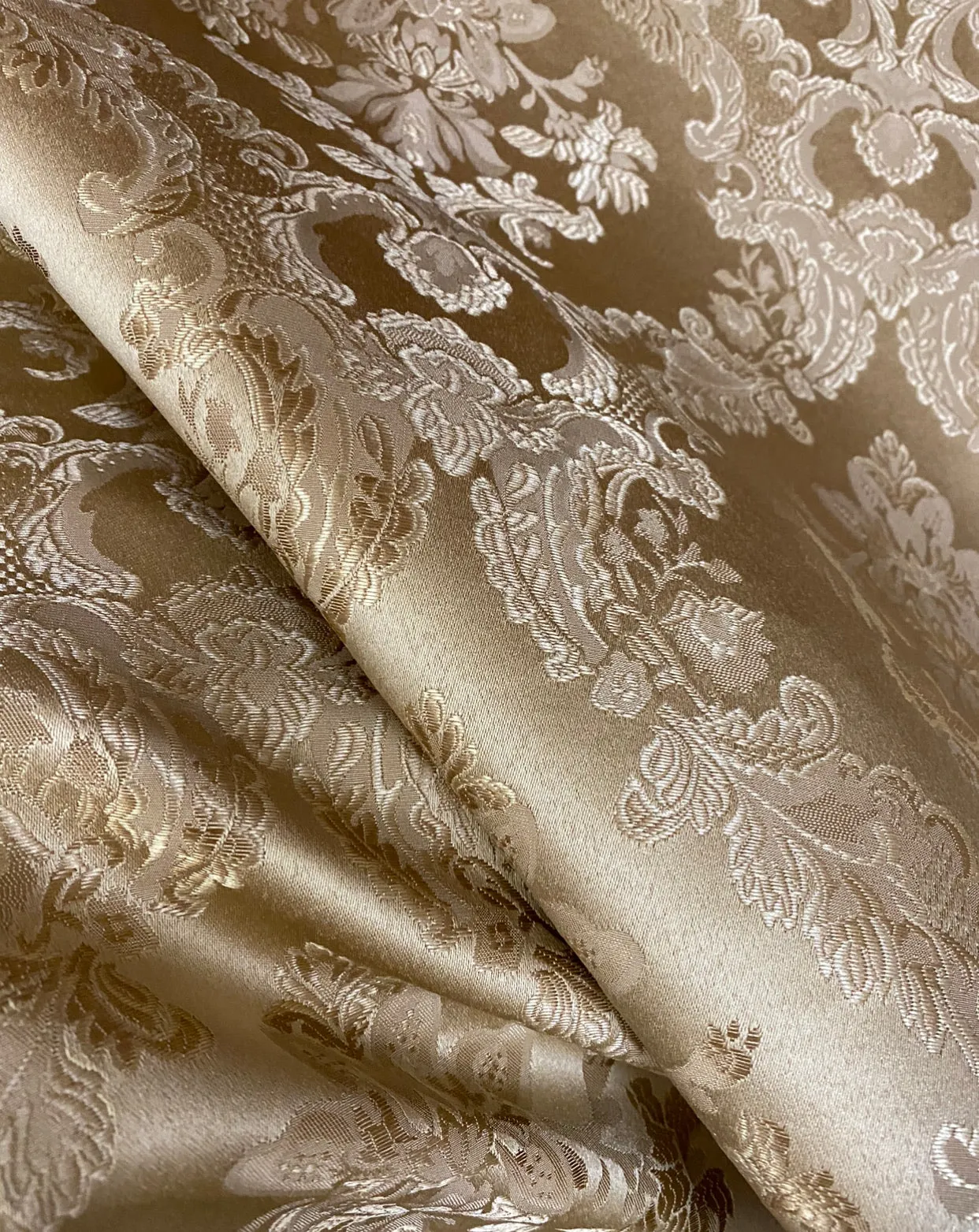 Lucas Satin Medallion Jacquard Gold Fabric