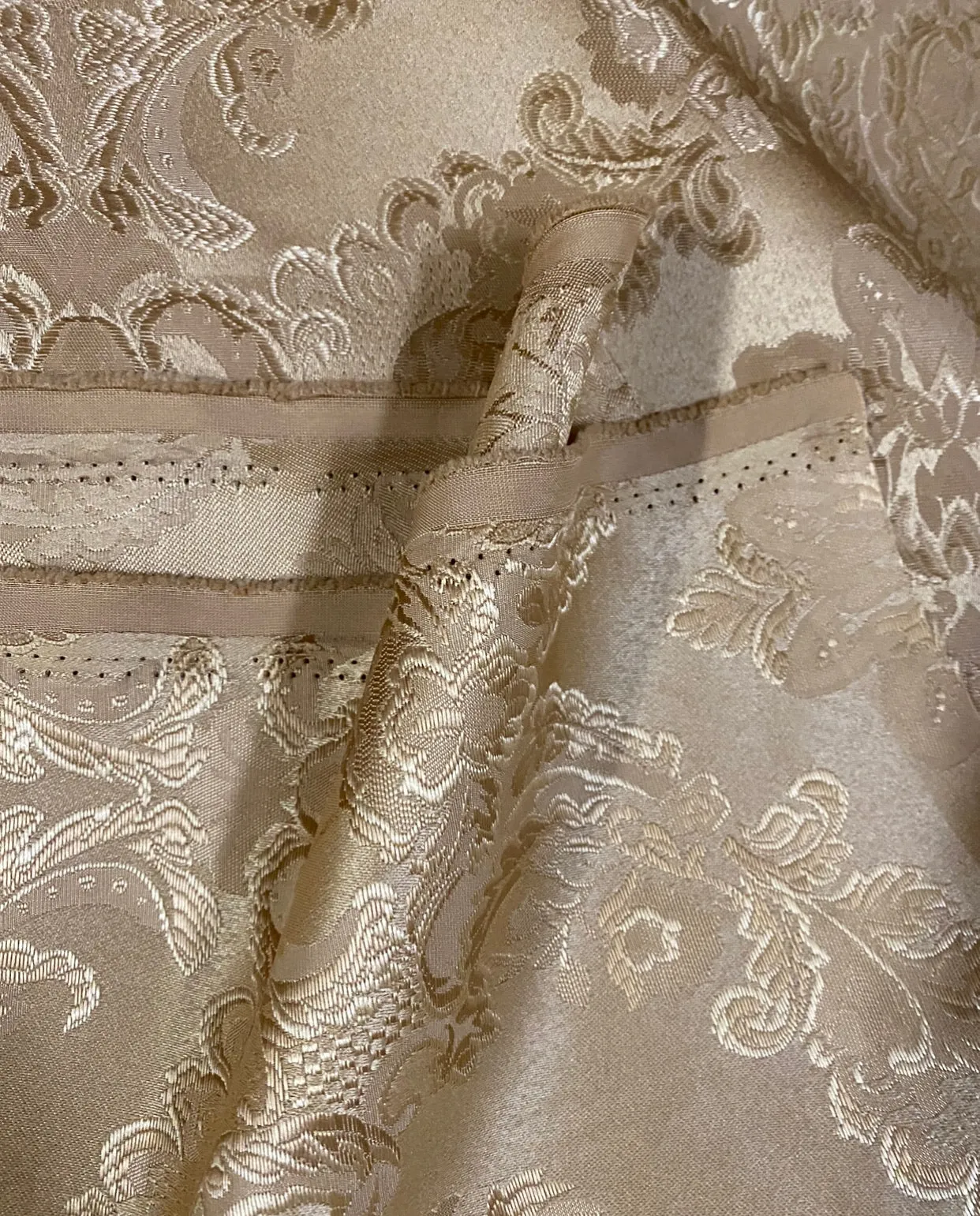 Lucas Satin Medallion Jacquard Gold Fabric