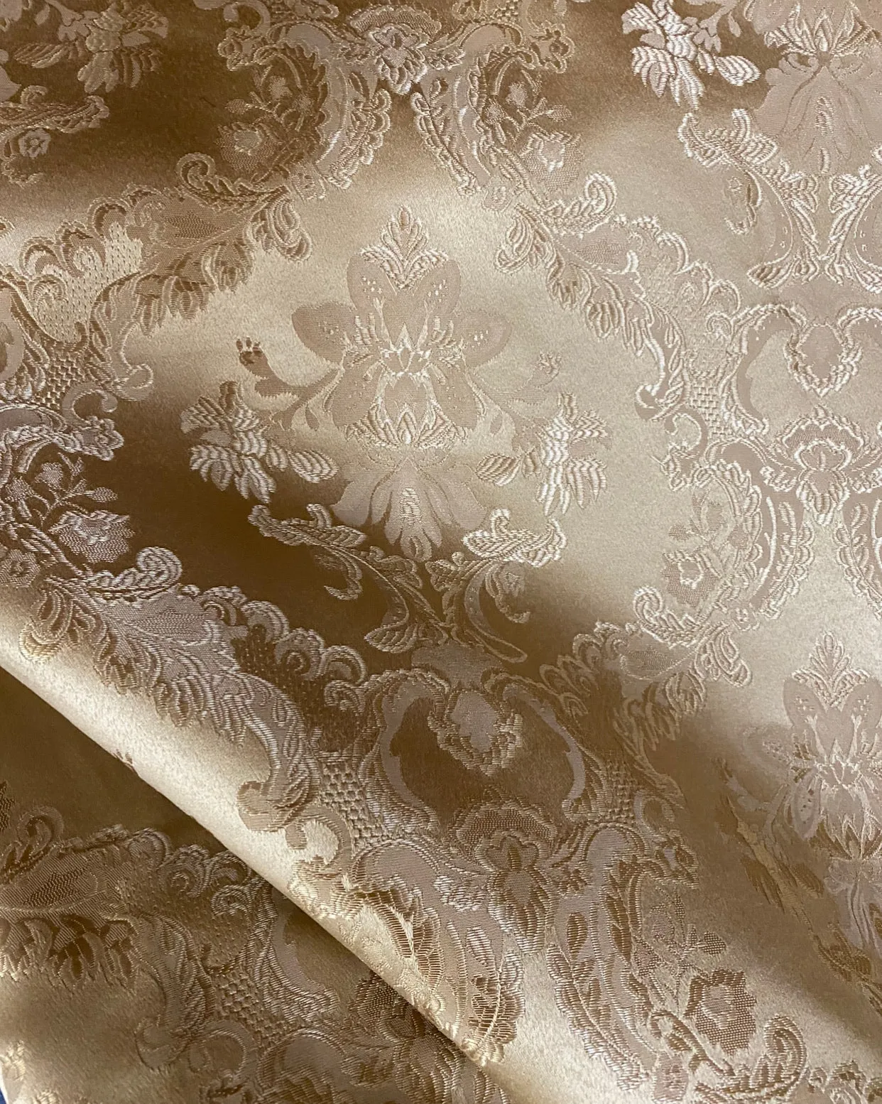 Lucas Satin Medallion Jacquard Gold Fabric