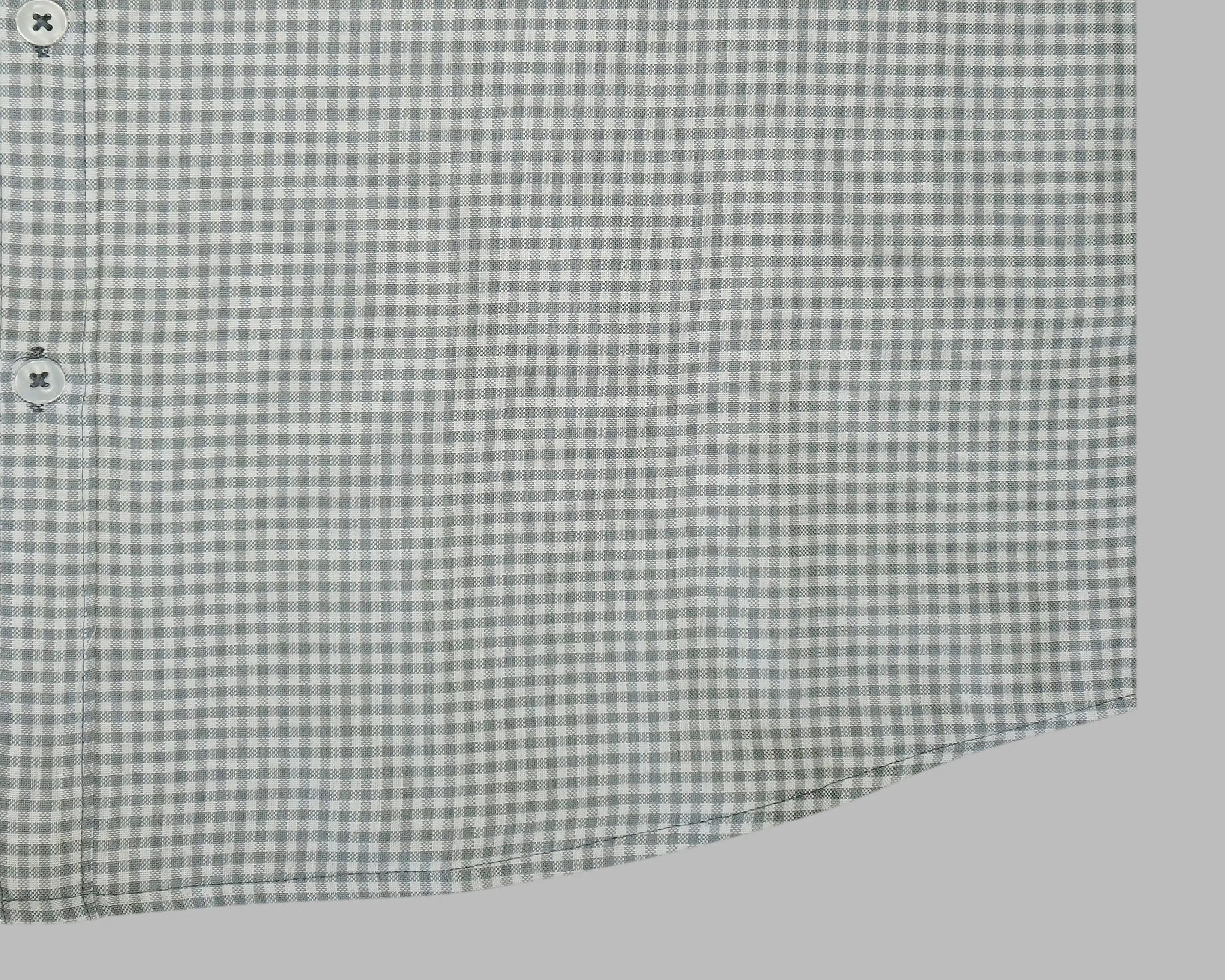 Men's 100% Cotton Checkered Half Sleeves Shirt (Grey)