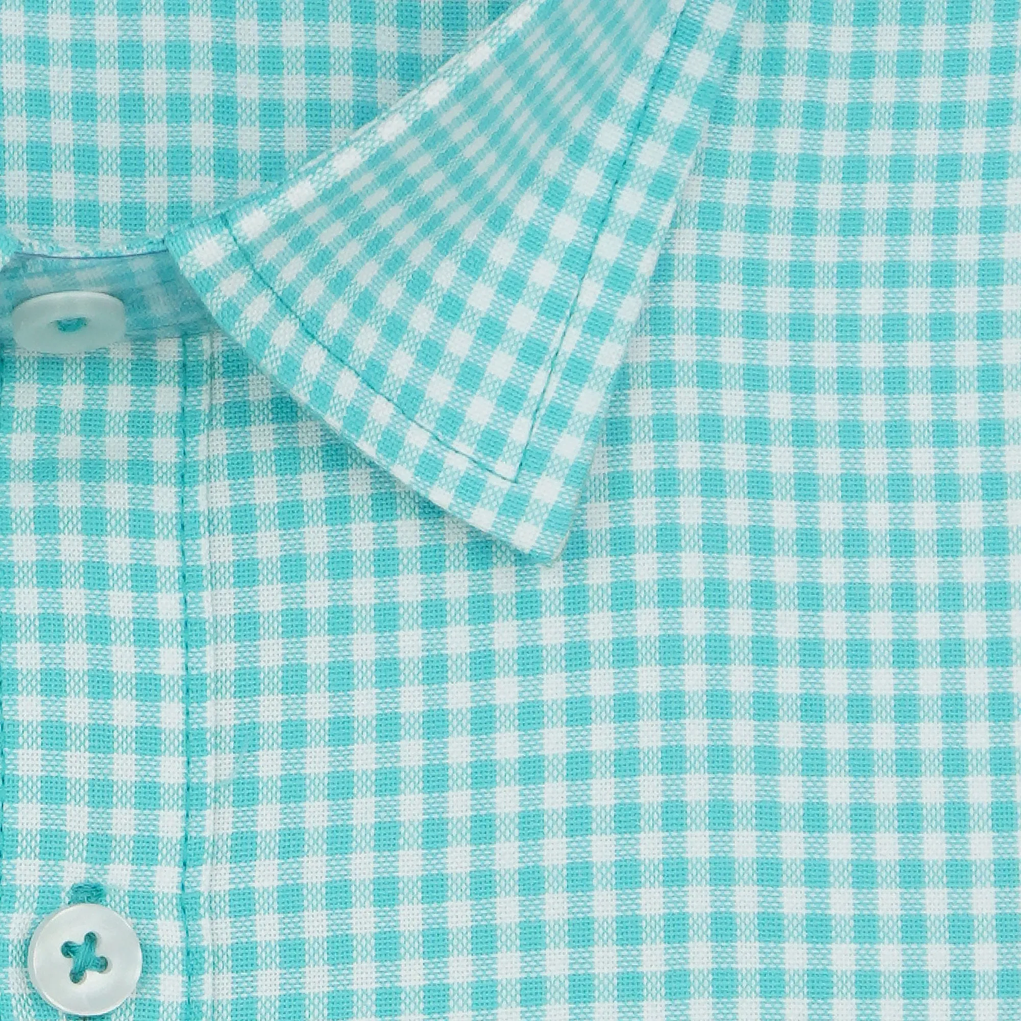 Men's 100% Cotton Checkered Half Sleeves Shirt (Sea Green)