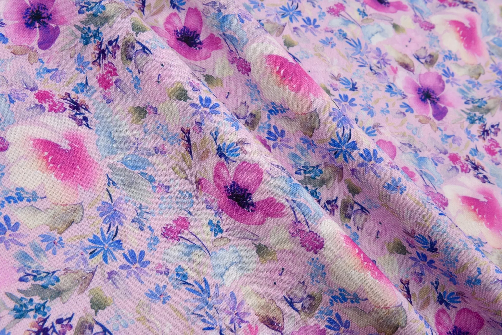 Modern Floral Linen Viscose Lawn  Digitally Print Fabric - 208715