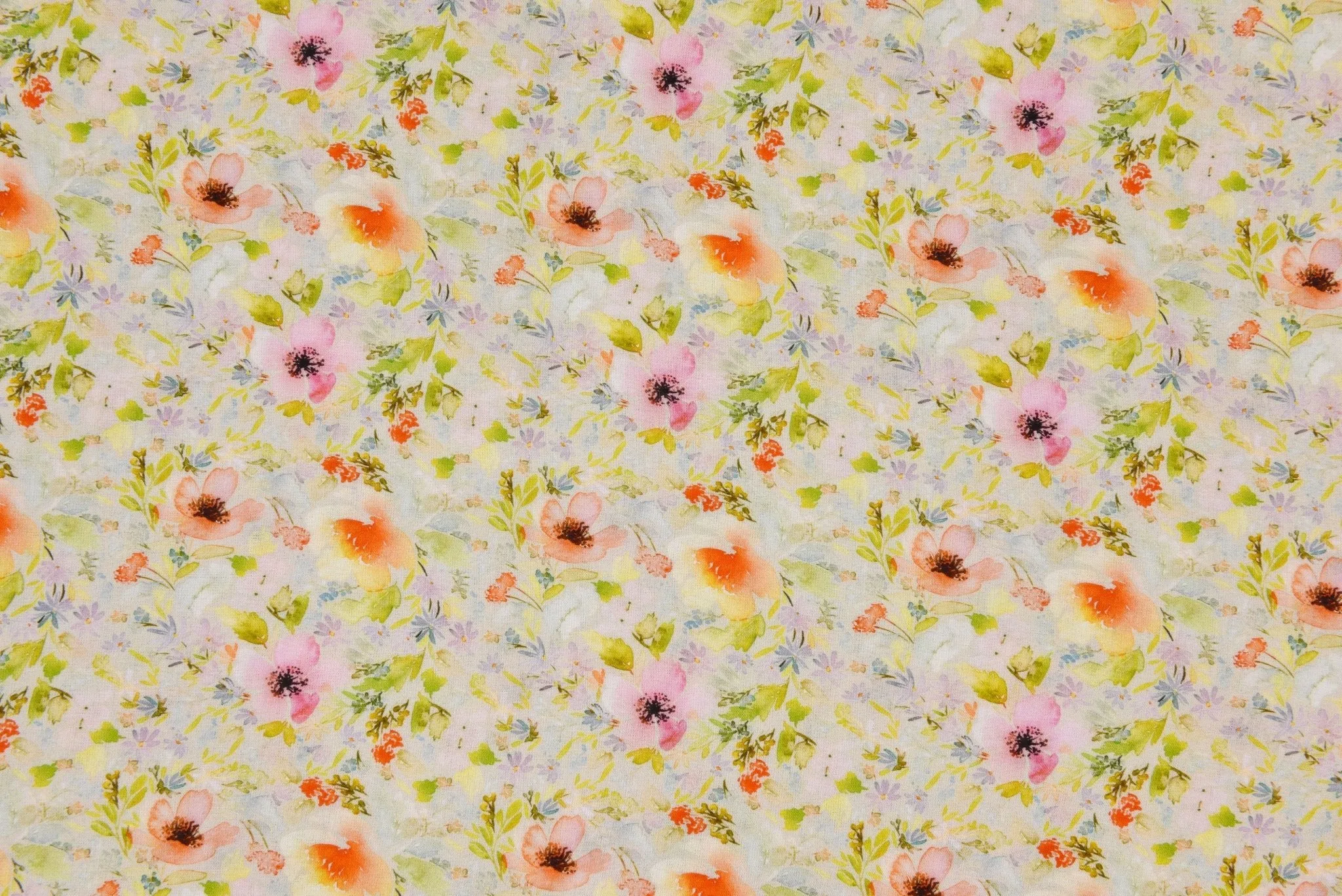 Modern Floral Linen Viscose Lawn  Digitally Print Fabric - 208715