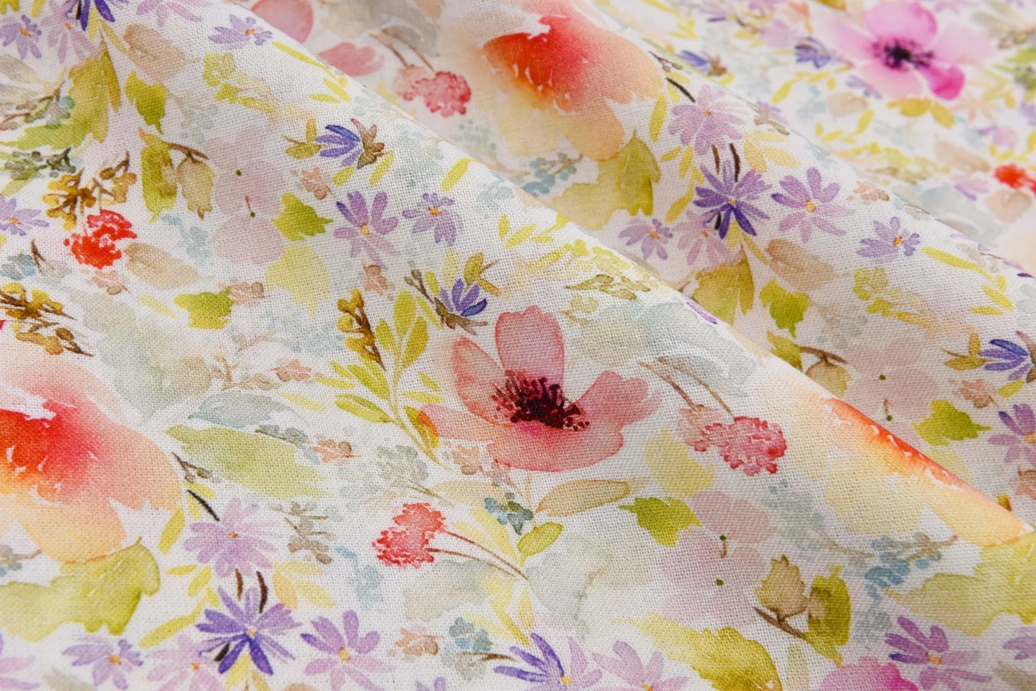 Modern Floral Linen Viscose Lawn  Digitally Print Fabric - 208715