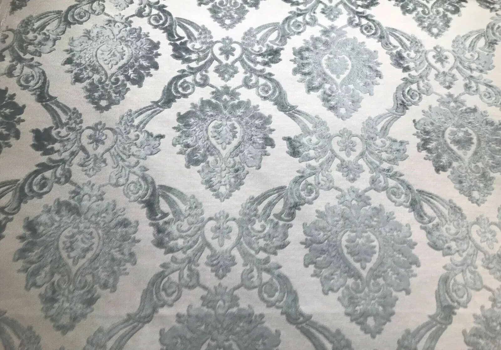 NEW Duke Raphael Designer Velvet Chenille Burnout Damask Upholstery Fabric - Grey