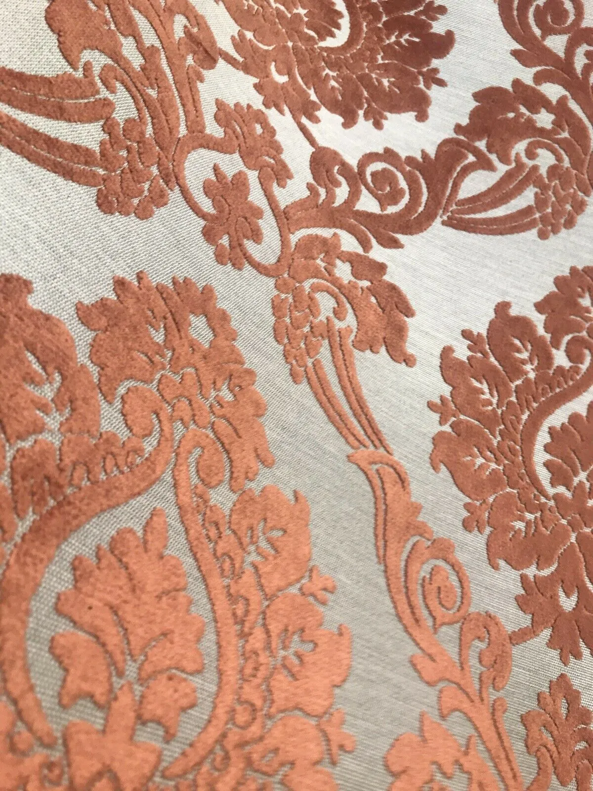 NEW Duke Raphael Designer Velvet Chenille Burnout Medallion Upholstery Fabric - Orange