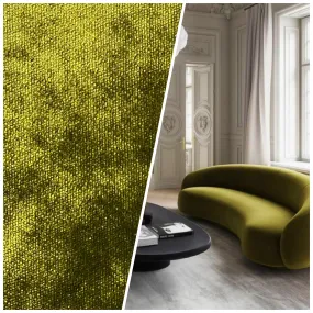 NEW Lady Ximena Designer Made In Belgium Upholstery Velvet Fabric Green Yellow