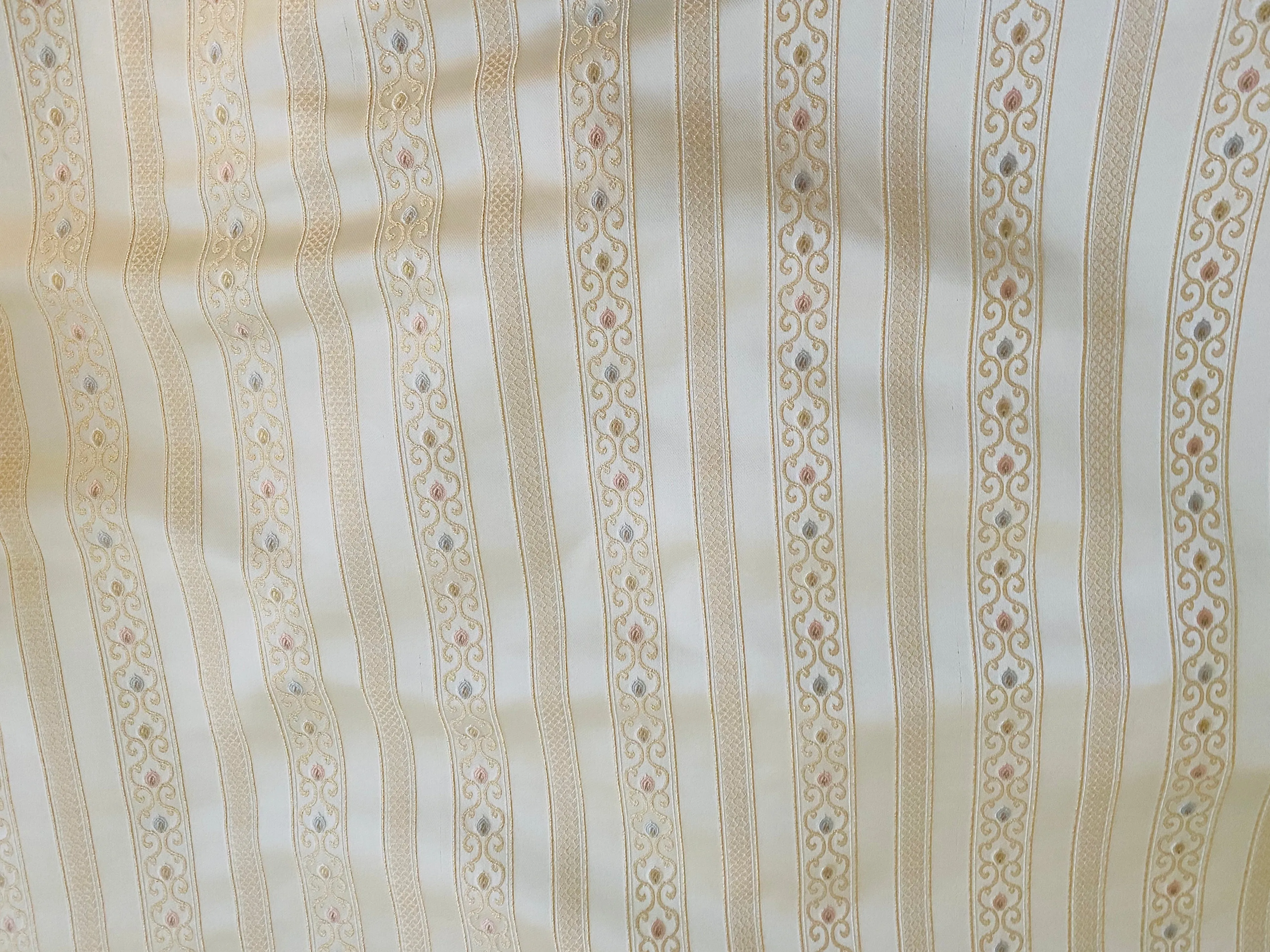 NEW Princess Avery Novelty Ritz Neoclassical Brocade Striped Satin Fabric - Louis Cream White