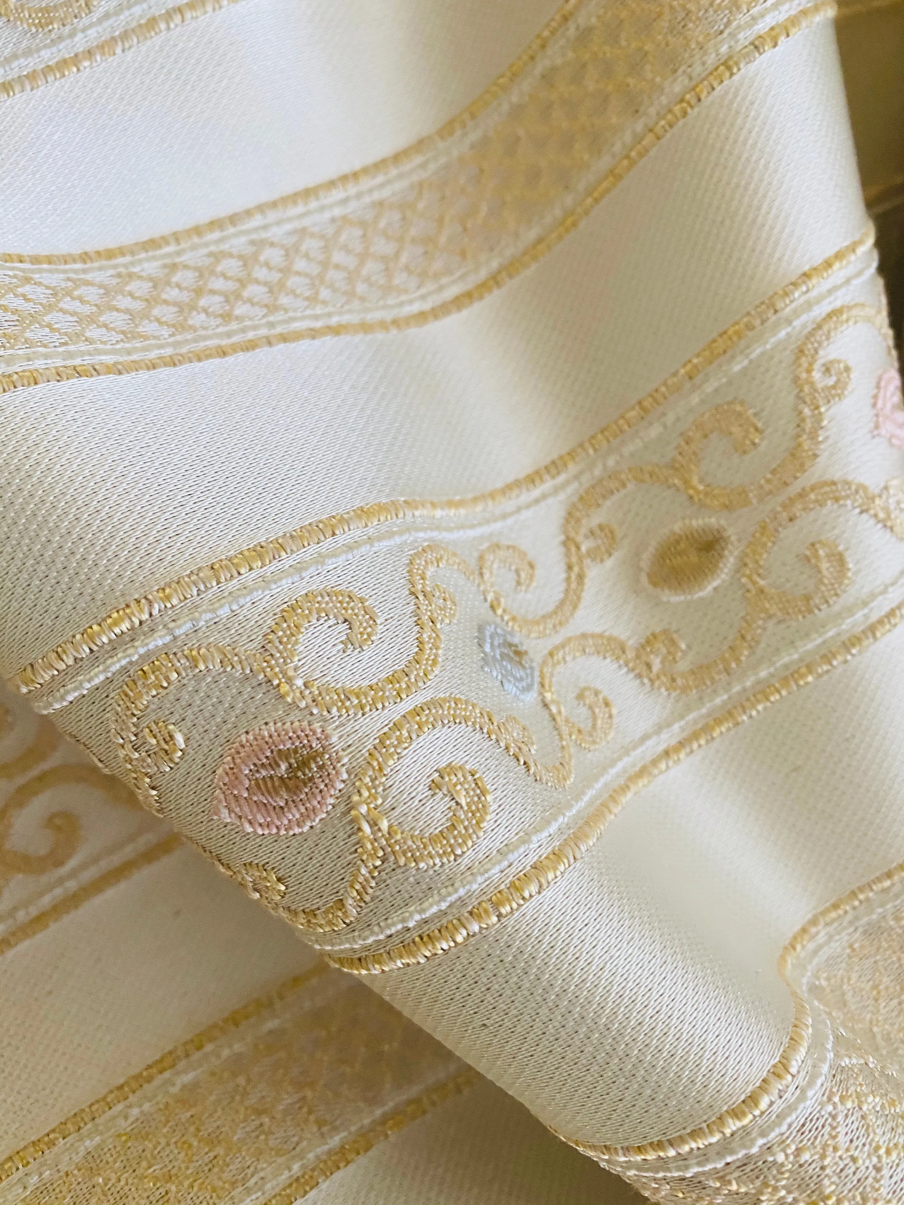 NEW Princess Avery Novelty Ritz Neoclassical Brocade Striped Satin Fabric - Louis Cream White