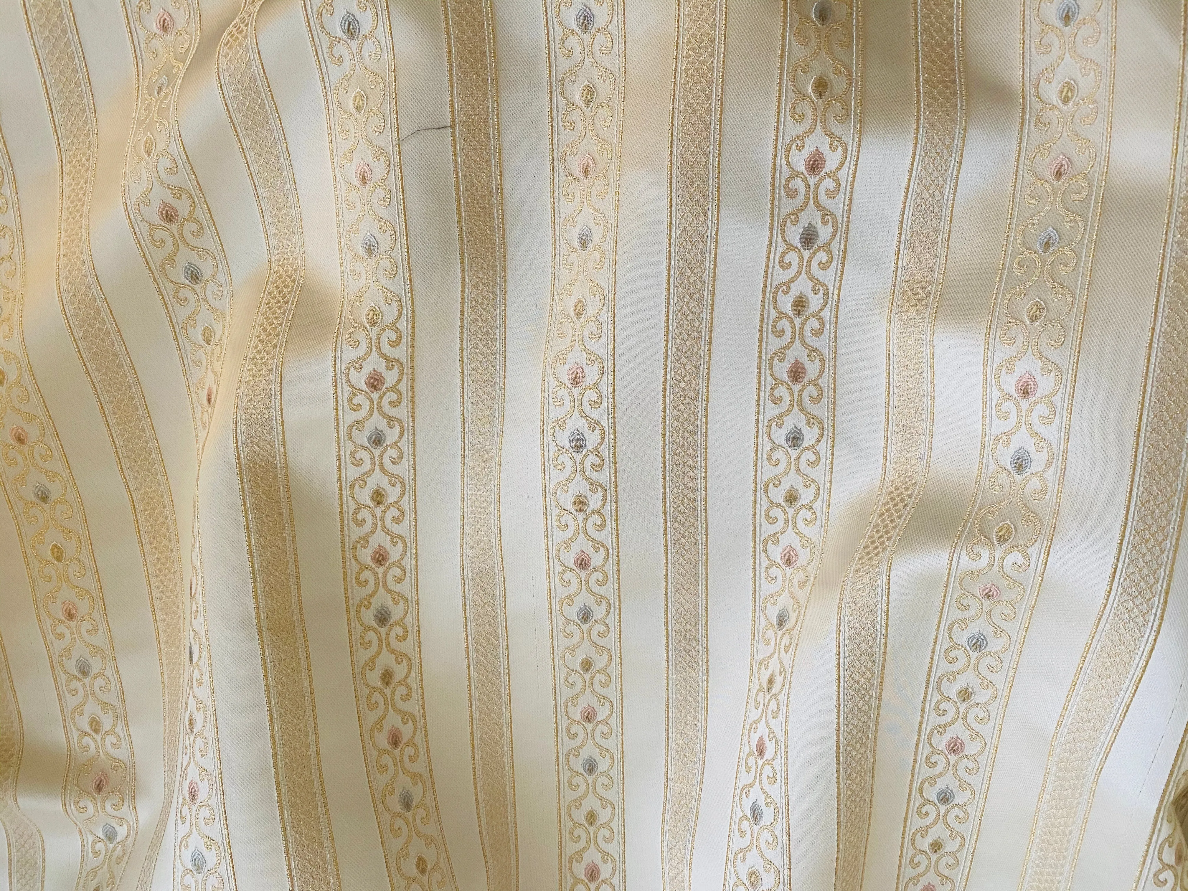 NEW Princess Avery Novelty Ritz Neoclassical Brocade Striped Satin Fabric - Louis Cream White