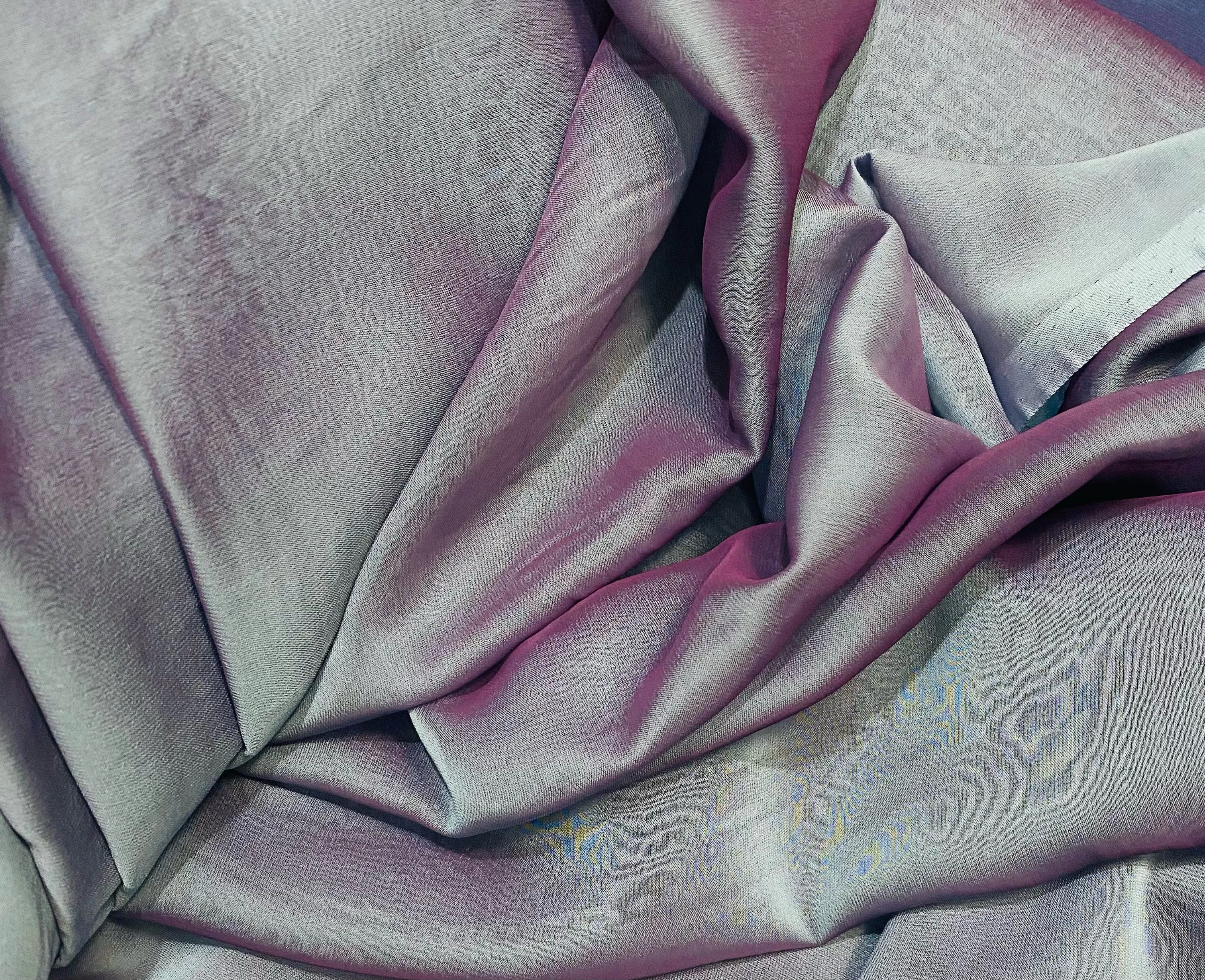 NEW Princess Deepti Silk Polyester Blend Chiffon Fabric in Light Blue with Magenta Iridescence