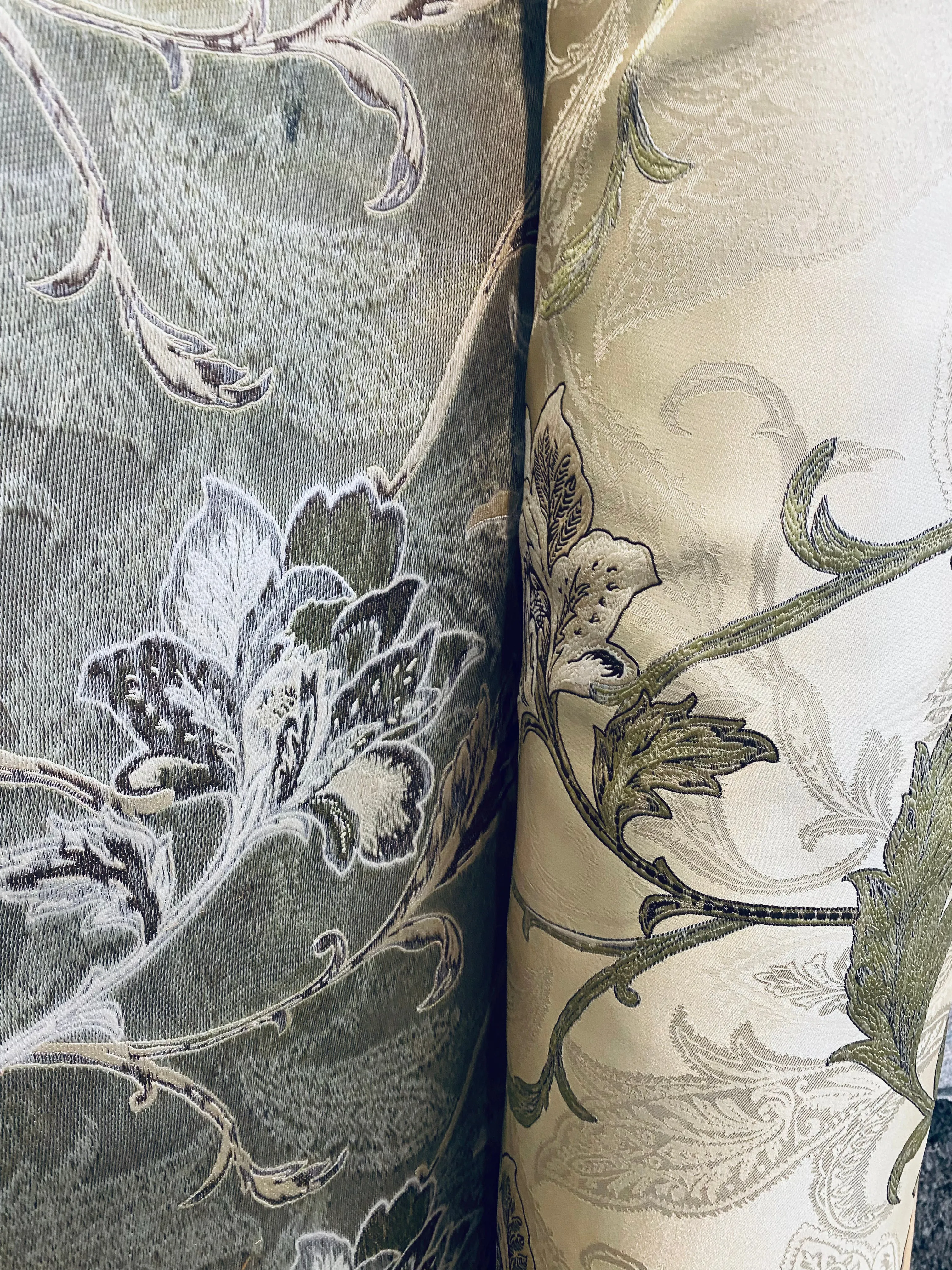 NEW Queen Altred Designer Neoclassical Satin Floral Aubusson Inspired Fabric - Made in Italy