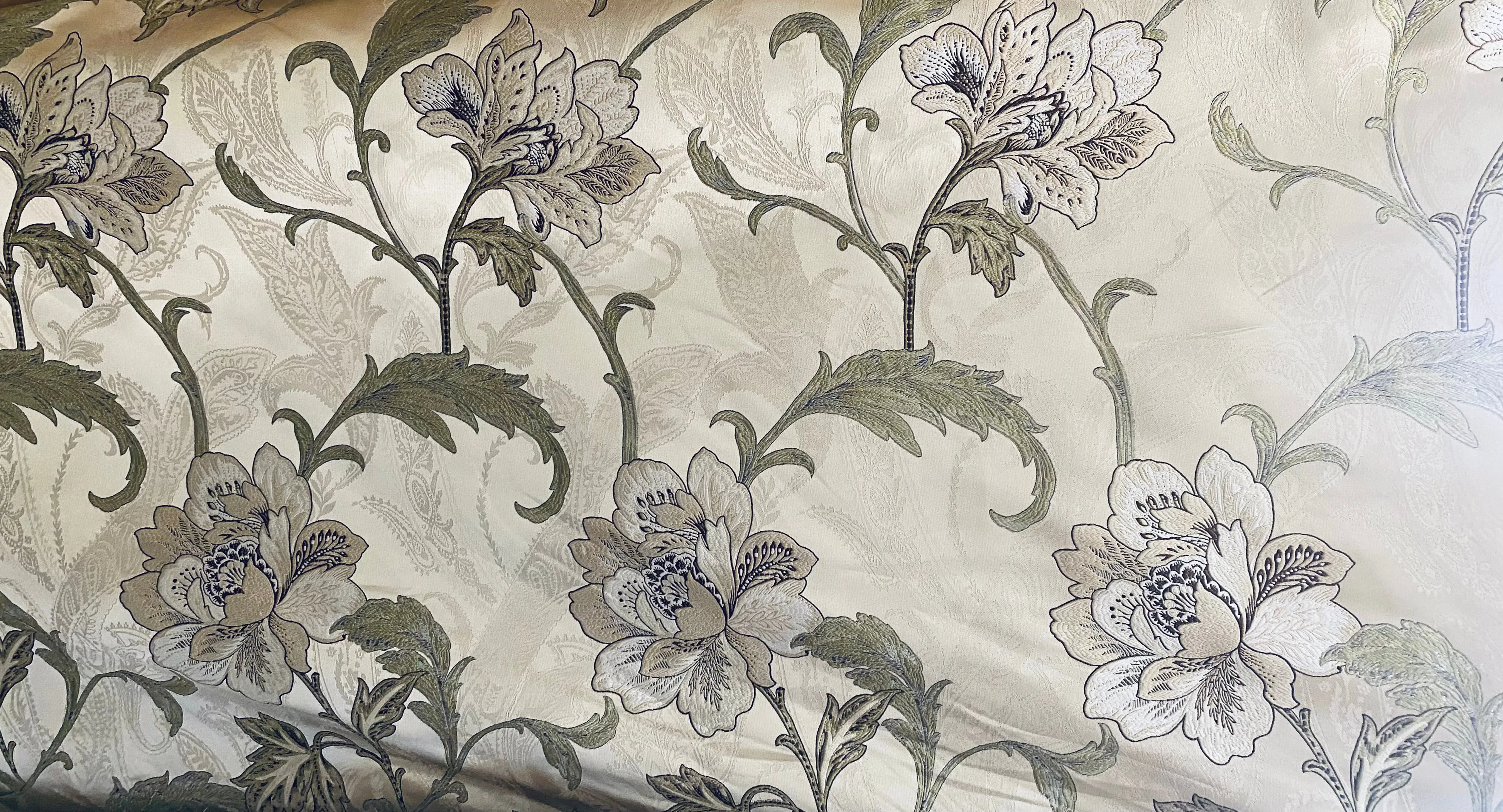 NEW Queen Altred Designer Neoclassical Satin Floral Aubusson Inspired Fabric - Made in Italy