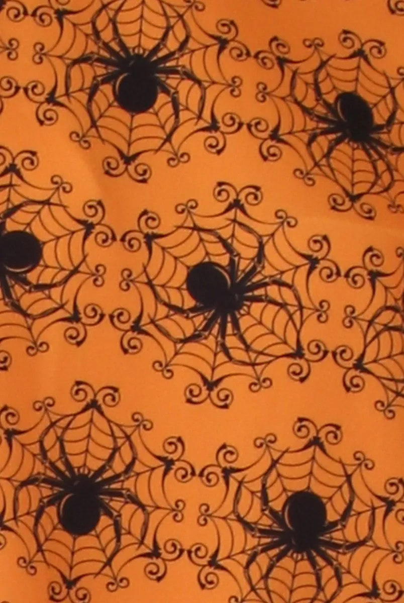 Orange Halloween Spider Swing Dress - Charlotte