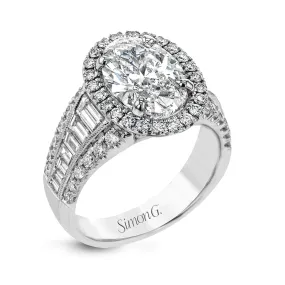 Oval-Cut Halo Engagement Ring In 18k Gold With Diamonds