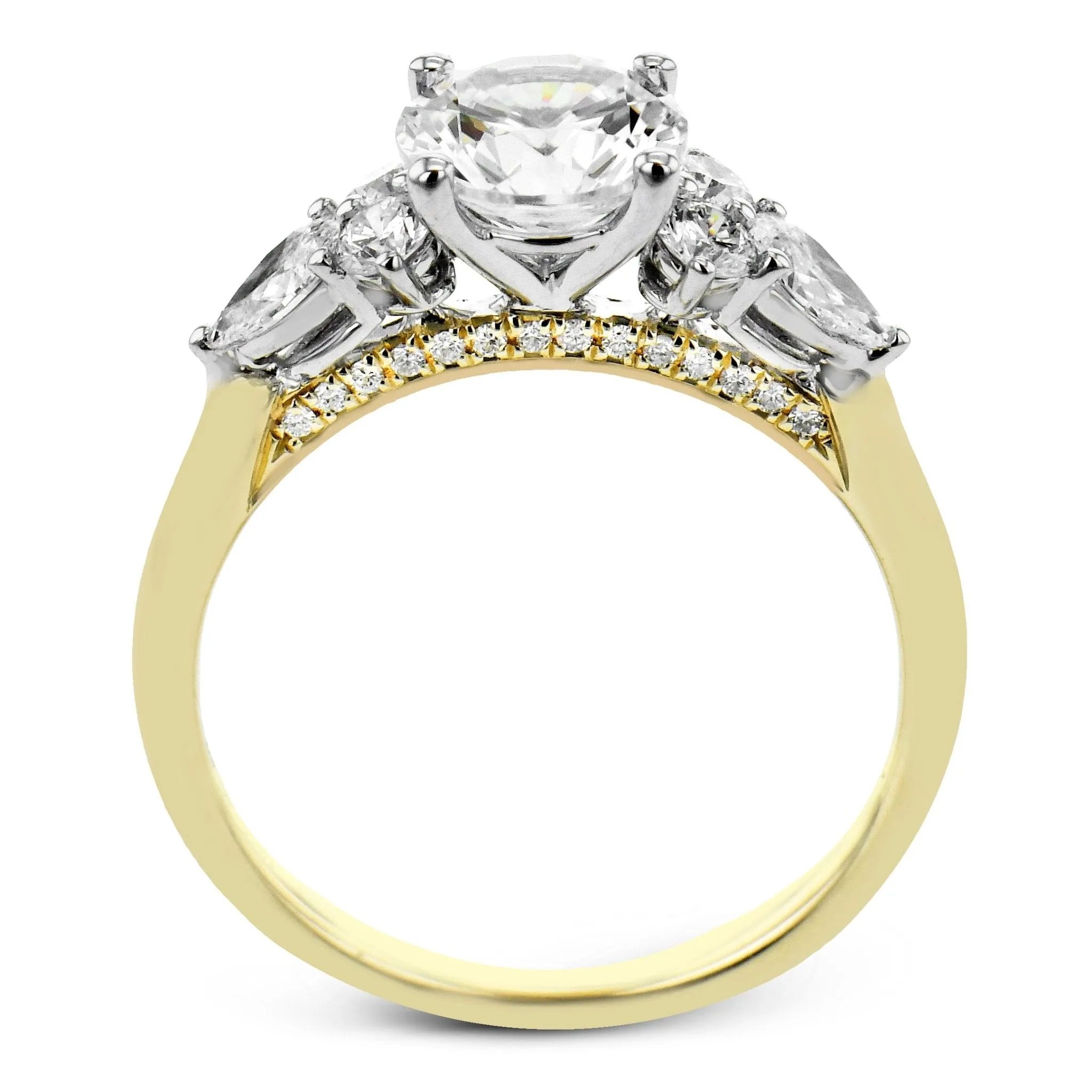 Oval-Cut Three-Stone Engagement Ring In 18k Gold With Diamonds