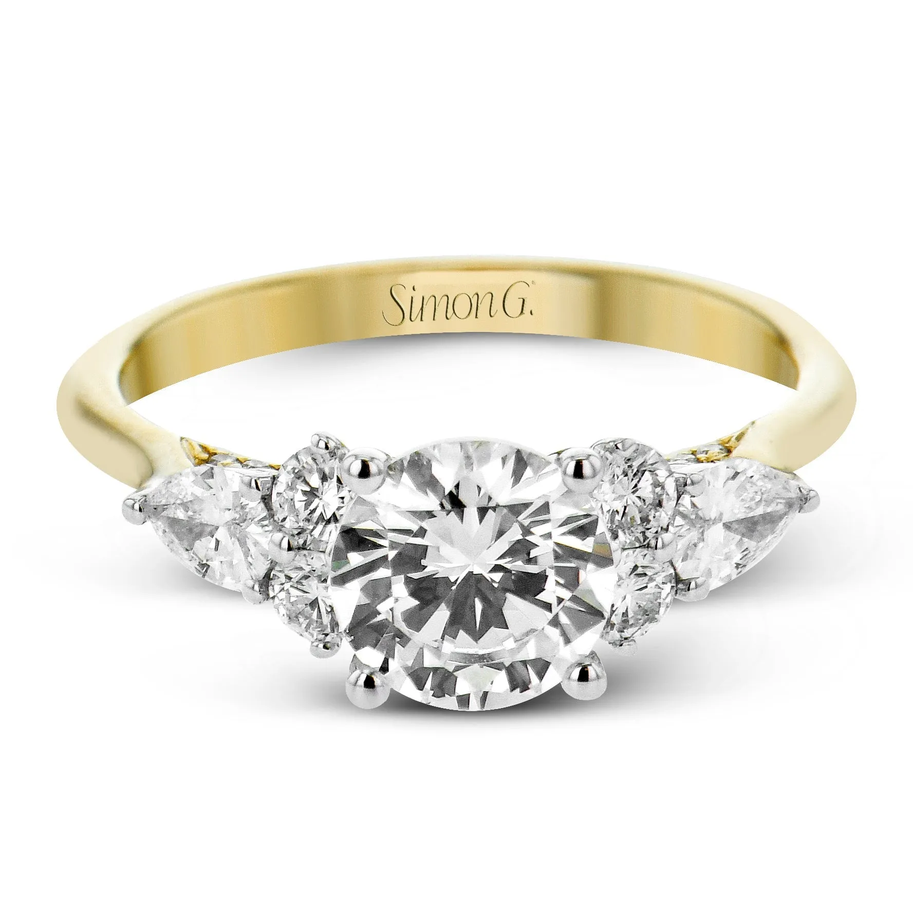 Oval-Cut Three-Stone Engagement Ring In 18k Gold With Diamonds