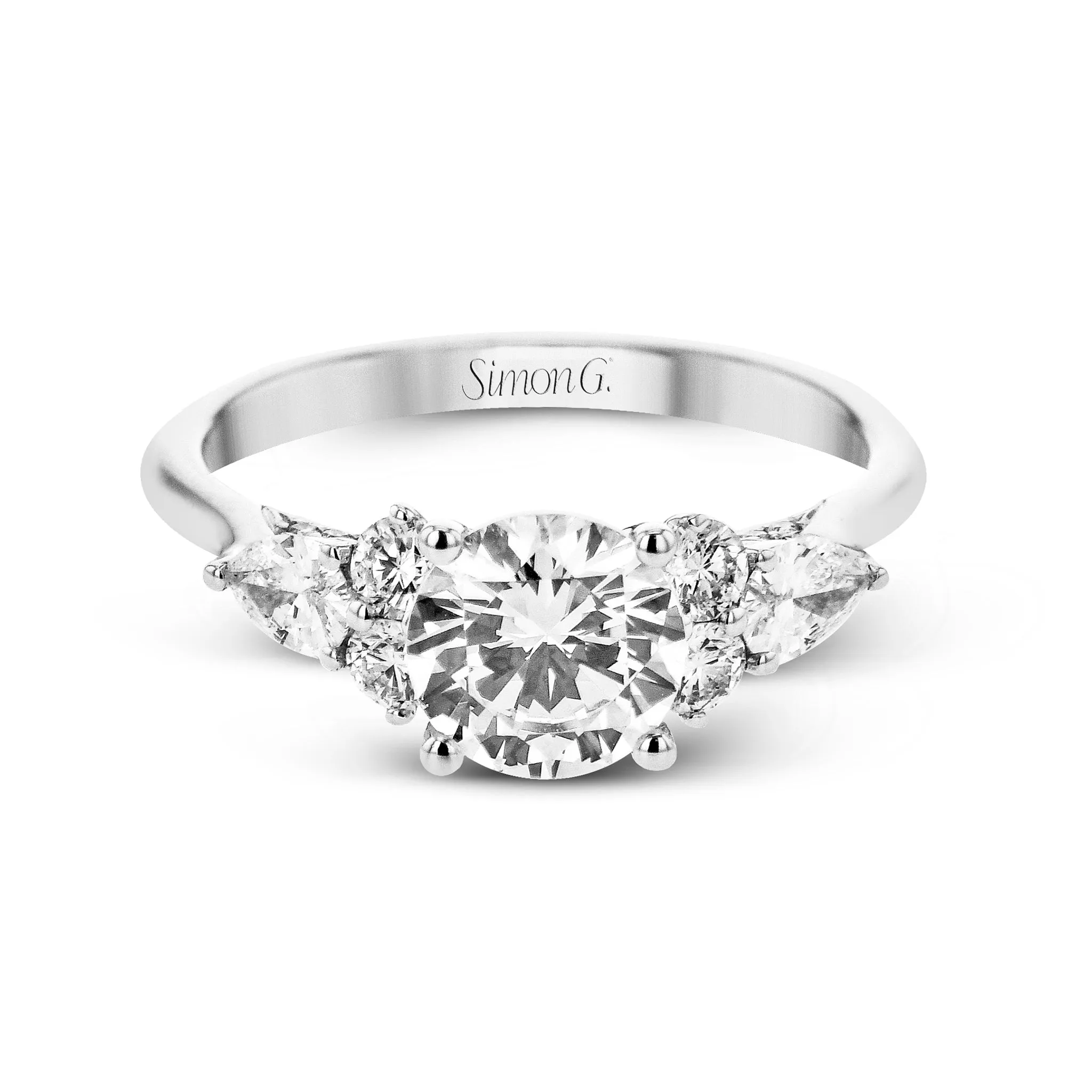 Oval-Cut Three-Stone Engagement Ring In 18k Gold With Diamonds