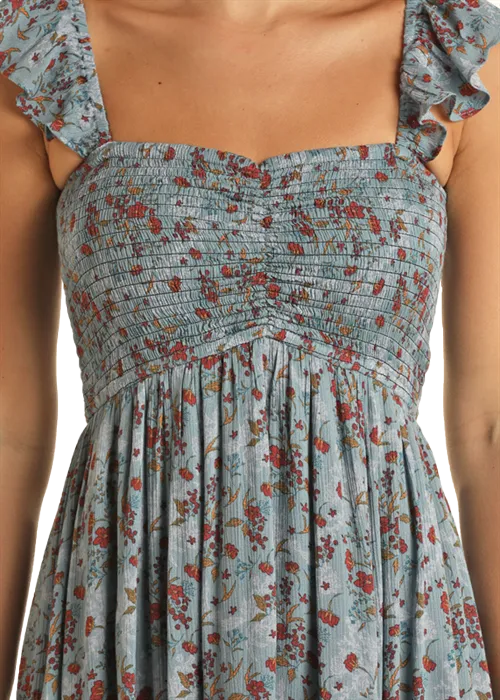 Panhandle Slim® Women's Rock & Roll Cowgirl  Blue Floral Print Sleeveless Dress