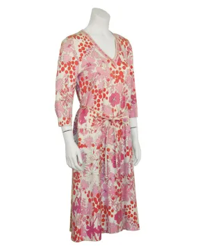 Pink Printed Cotton Floral Day Dress